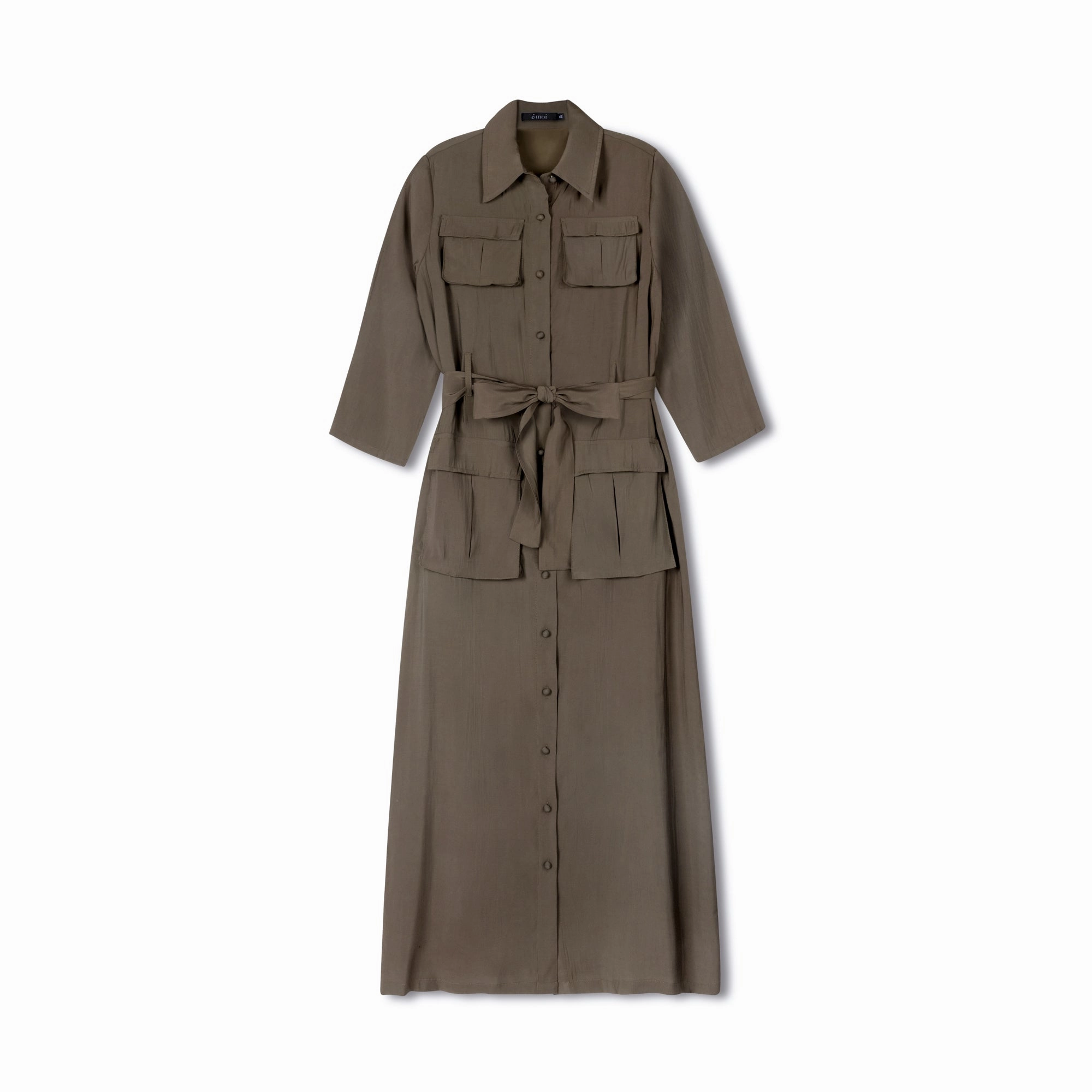 Modern Soft Belted Shirtdress | Brown [Final Sale]
