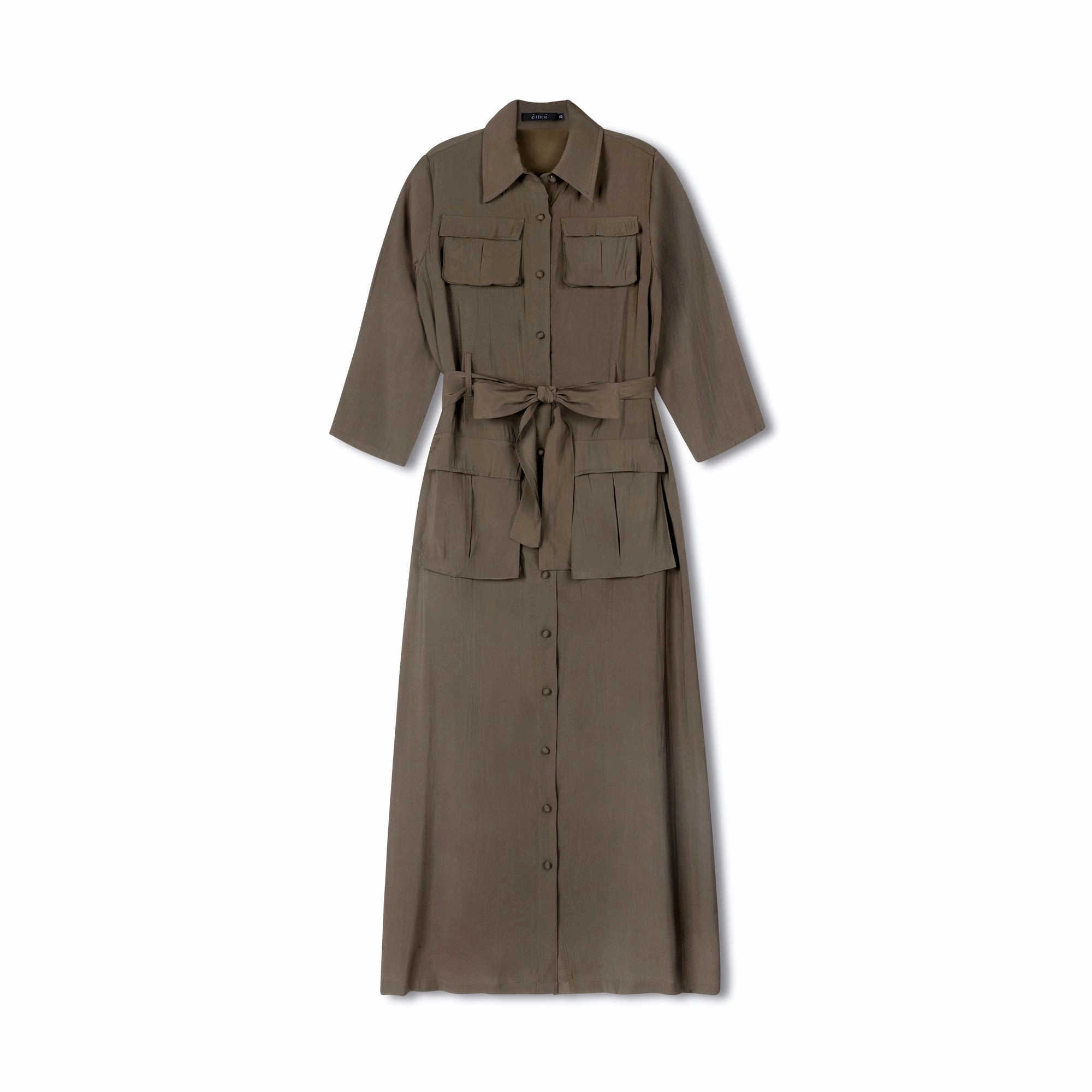Simple Fit Belted Shirtdress | Brown [Final Sale]