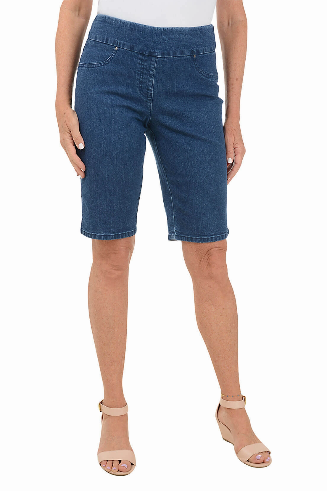 Pull-On Stretch Denim Bermuda Short Temperature Regulating Tech present for her