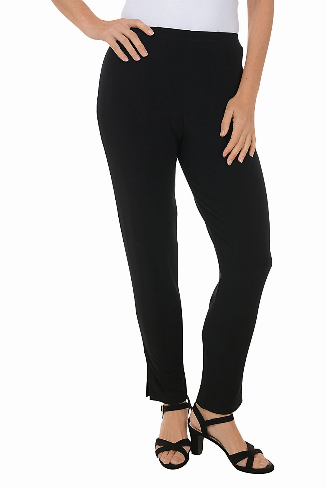 Side Slit Pull-On Ankle Pant Cozy Look Travel Wear