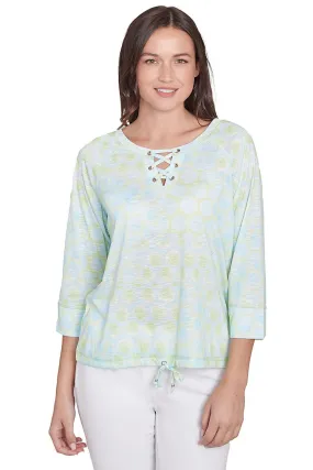 Convertible Sleeve Adaptation Spring Thing Lace-Up Neck Top