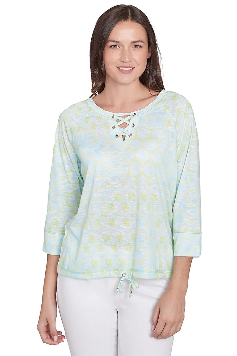 Convertible Sleeve Adaptation Spring Thing Lace-Up Neck Top