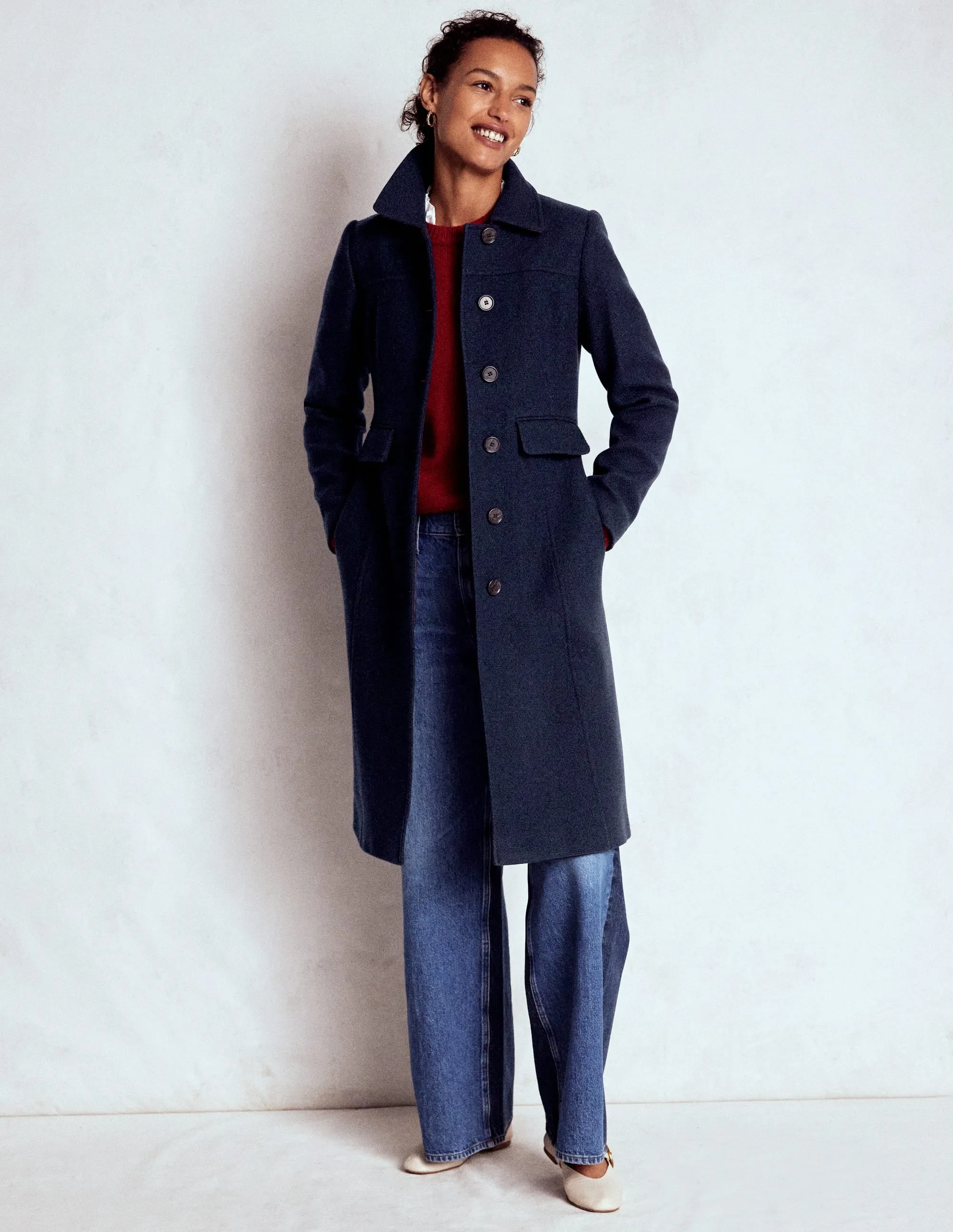 Flexible Waistband St Albans Coat-Navy