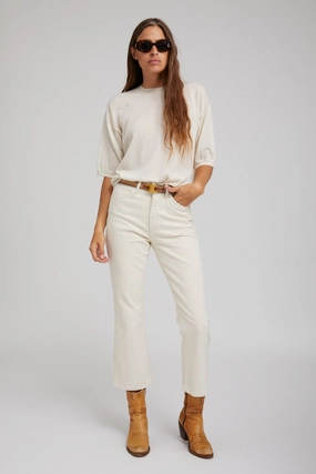 Water Repellent Finish Warm Fabric Earhart Crop Flare Denim