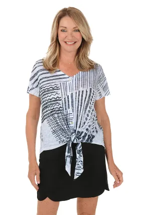 PaddedInsulation Petite Bold Lines Burnout Button-Front Tee