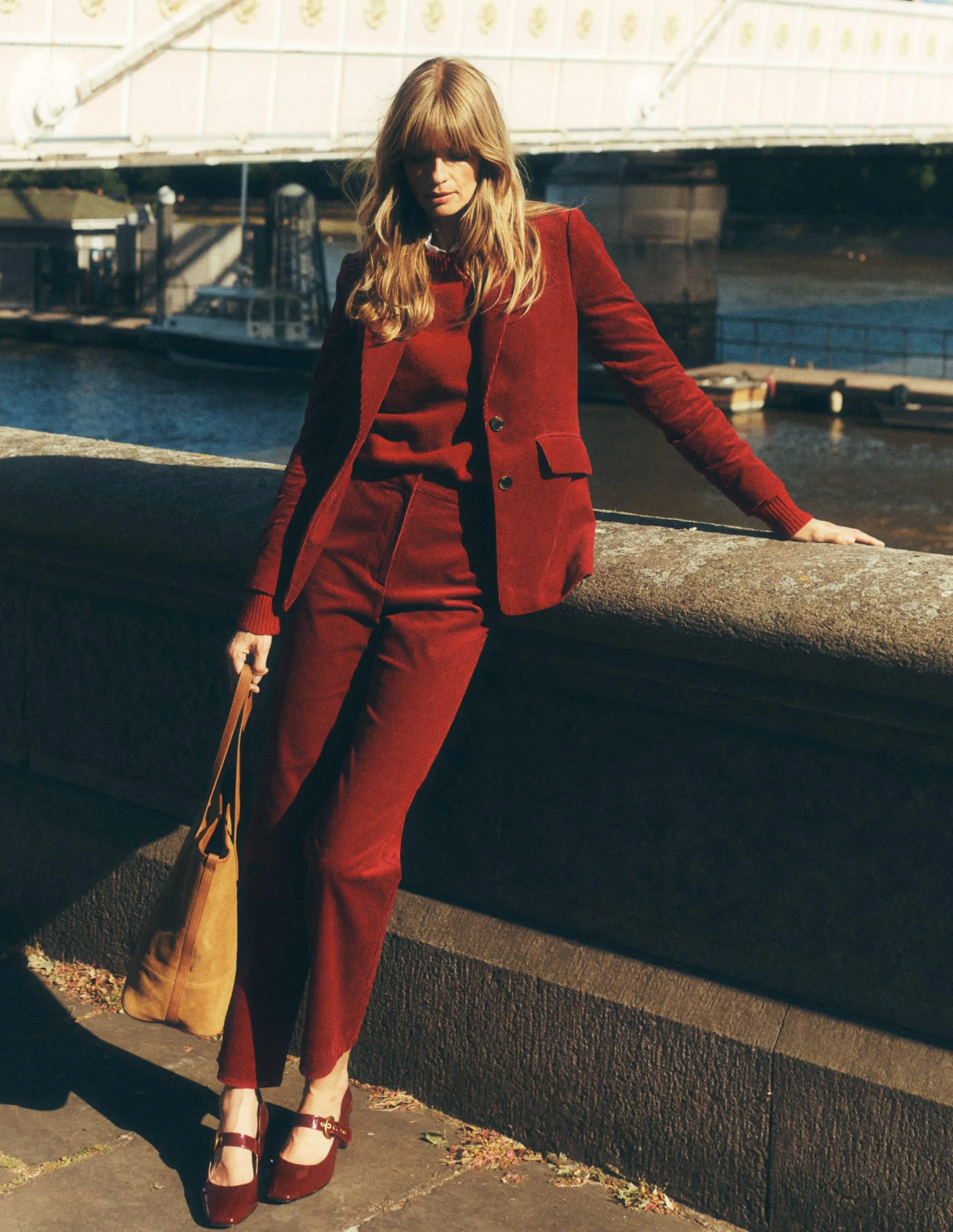 Stamford Cord Blazer-Burgundy Red Evening Chill Piece Thermal Regulation System