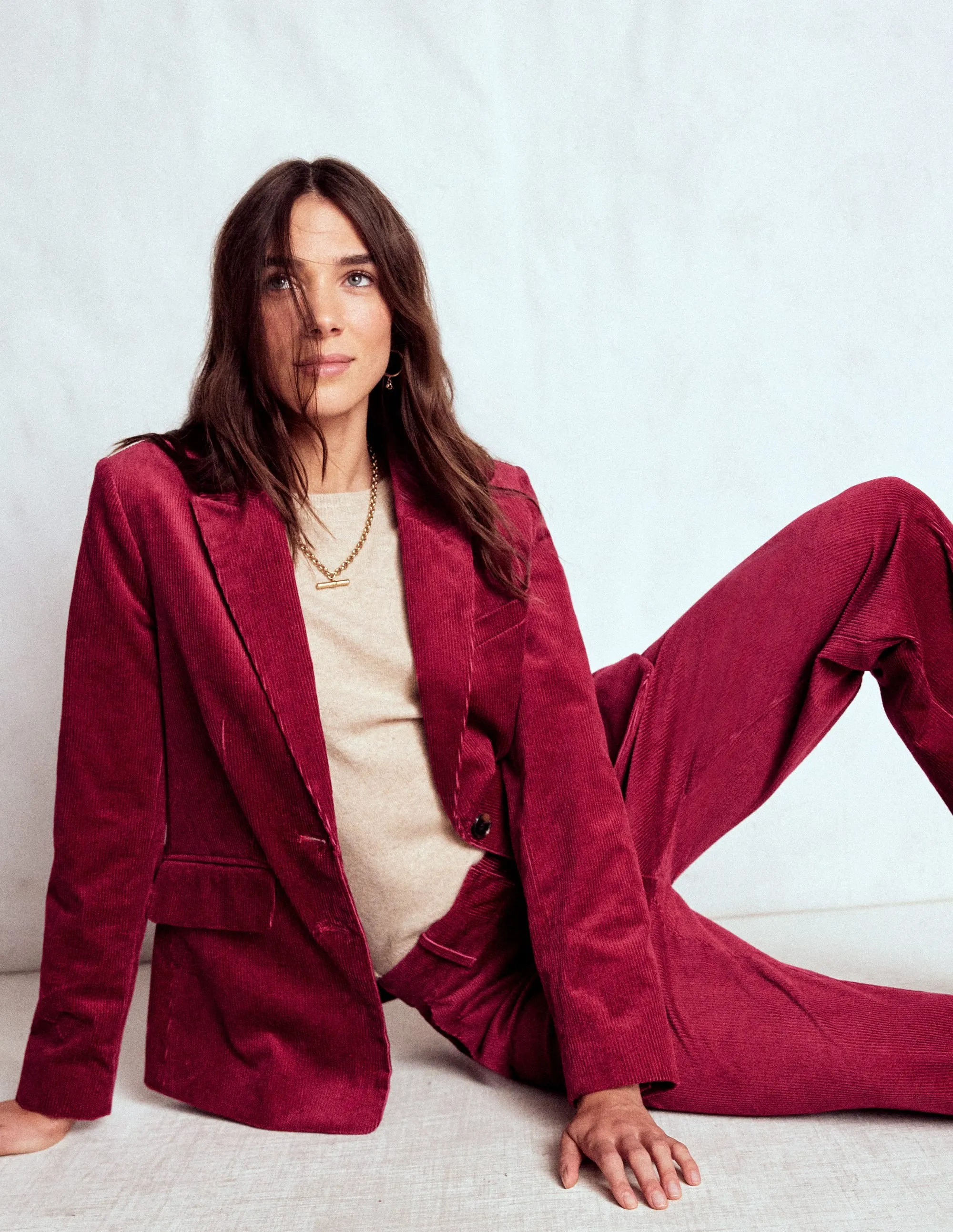 Airflow Optimization Stamford Cord Blazer-Burgundy Red