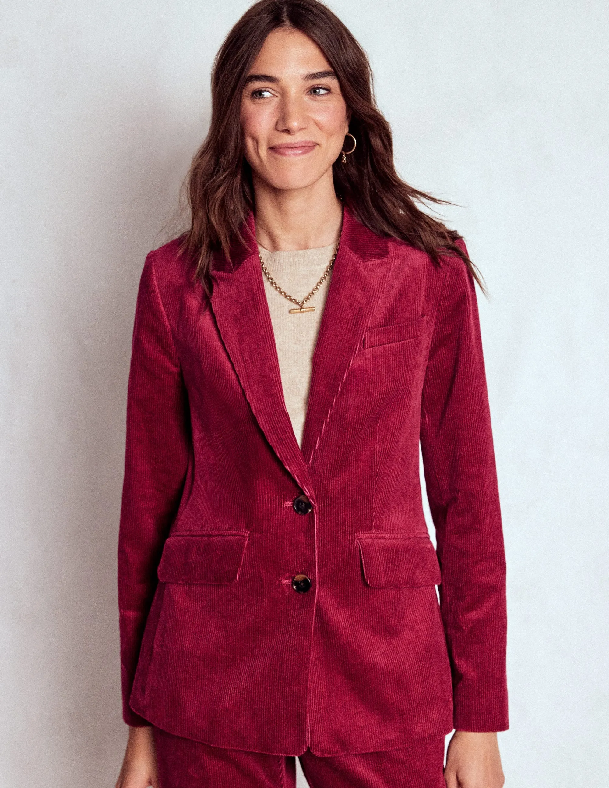 Moisture Managing Layer Stamford Cord Blazer-Burgundy Red