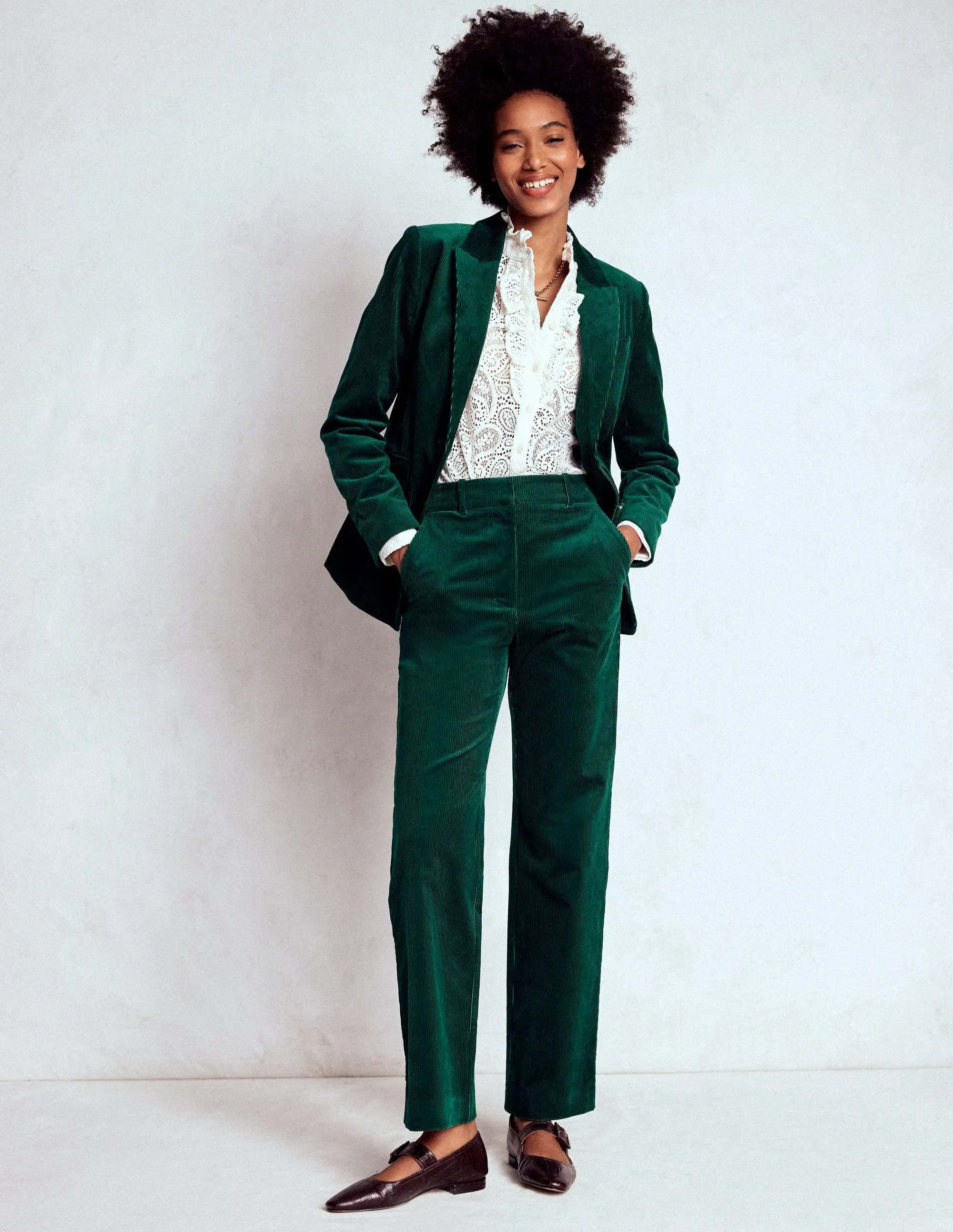 Casual Style Stamford Cord Blazer-Fern