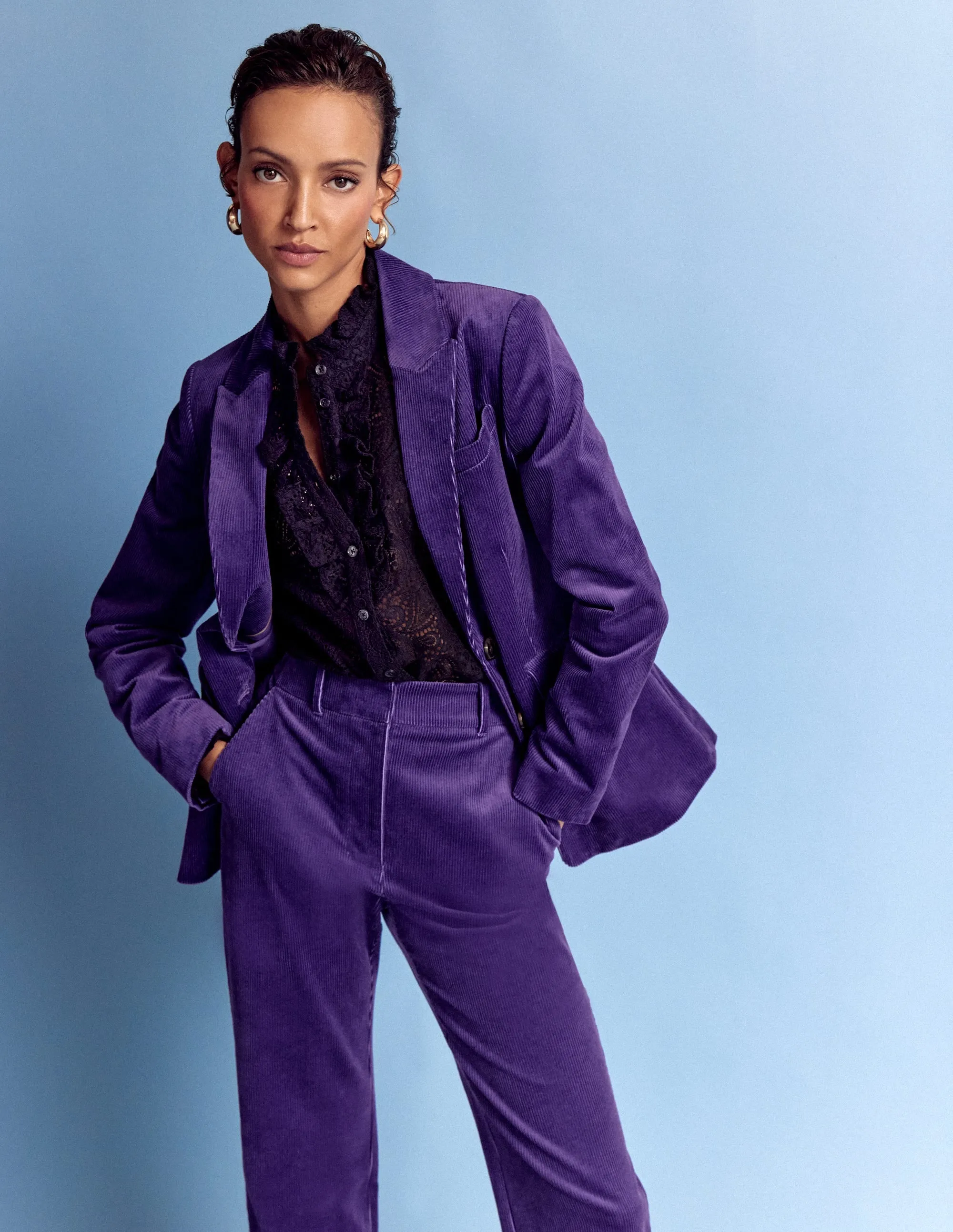 Stamford Cord Blazer-Mystical Purple Convertible 2 In 1 Function
