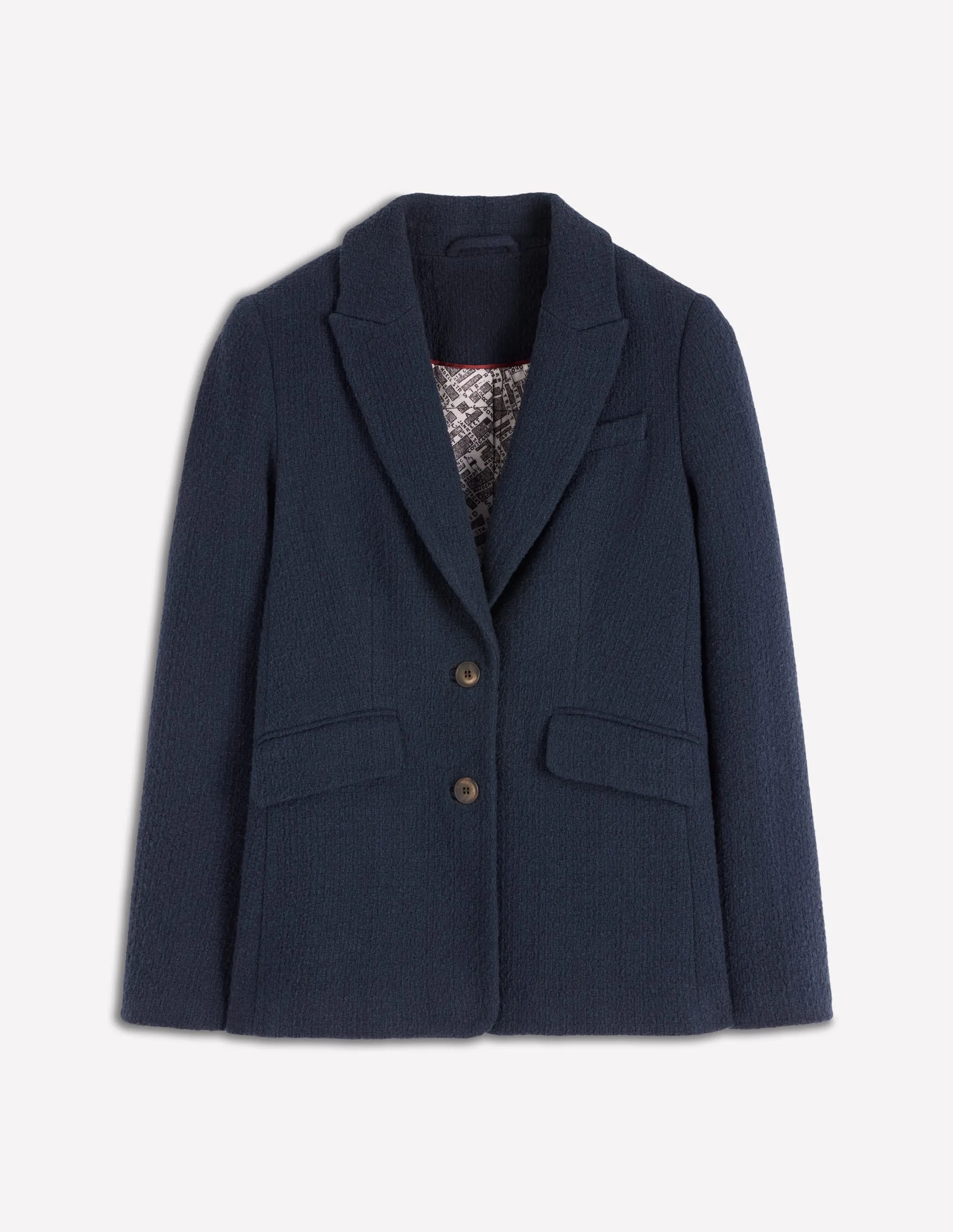 Hooded Versatile Design Windproof Insulated Coat Stamford Texture Blazer-Navy Texture
