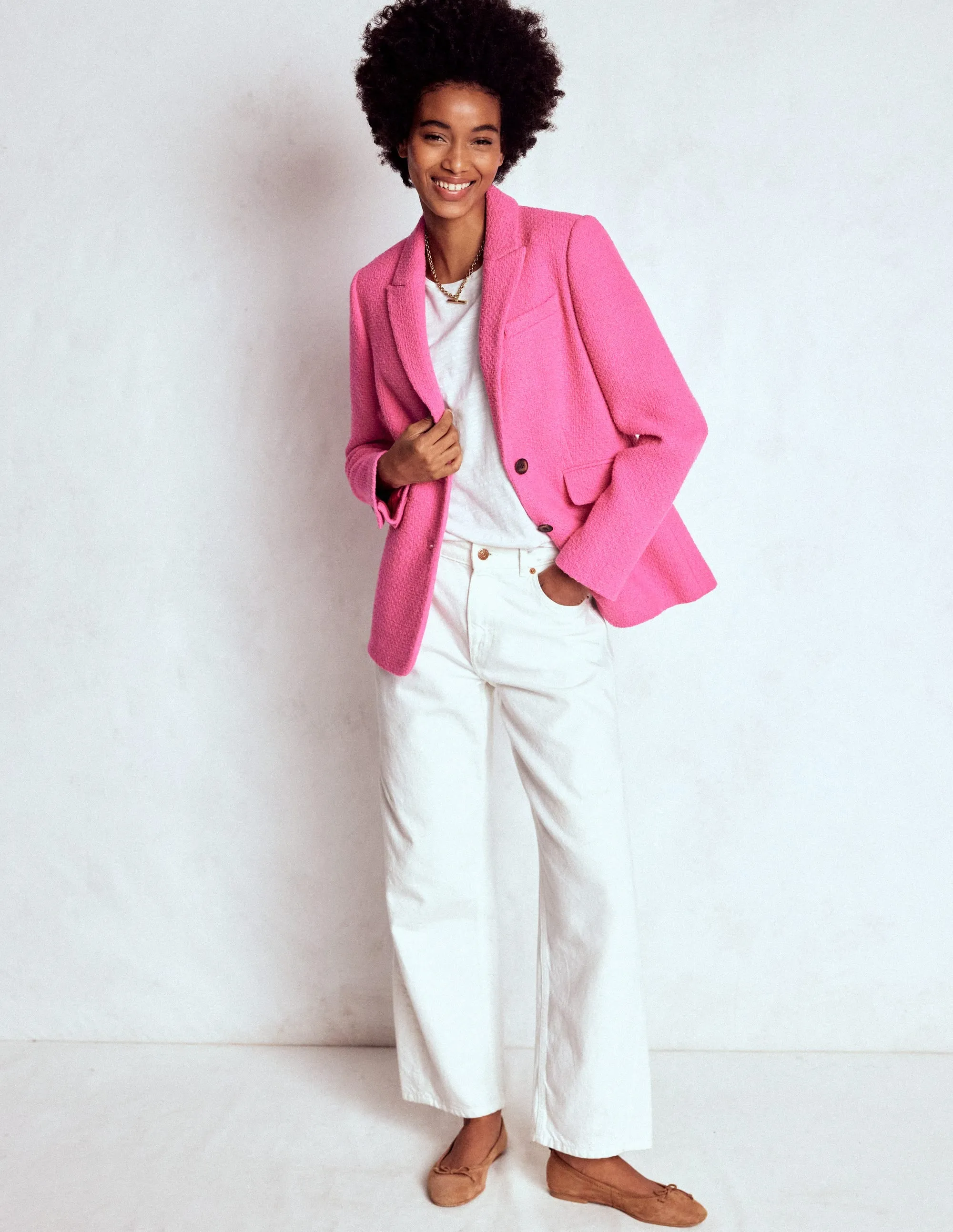 Quick Release Fasteners Stamford Texture Blazer-Pink Peony