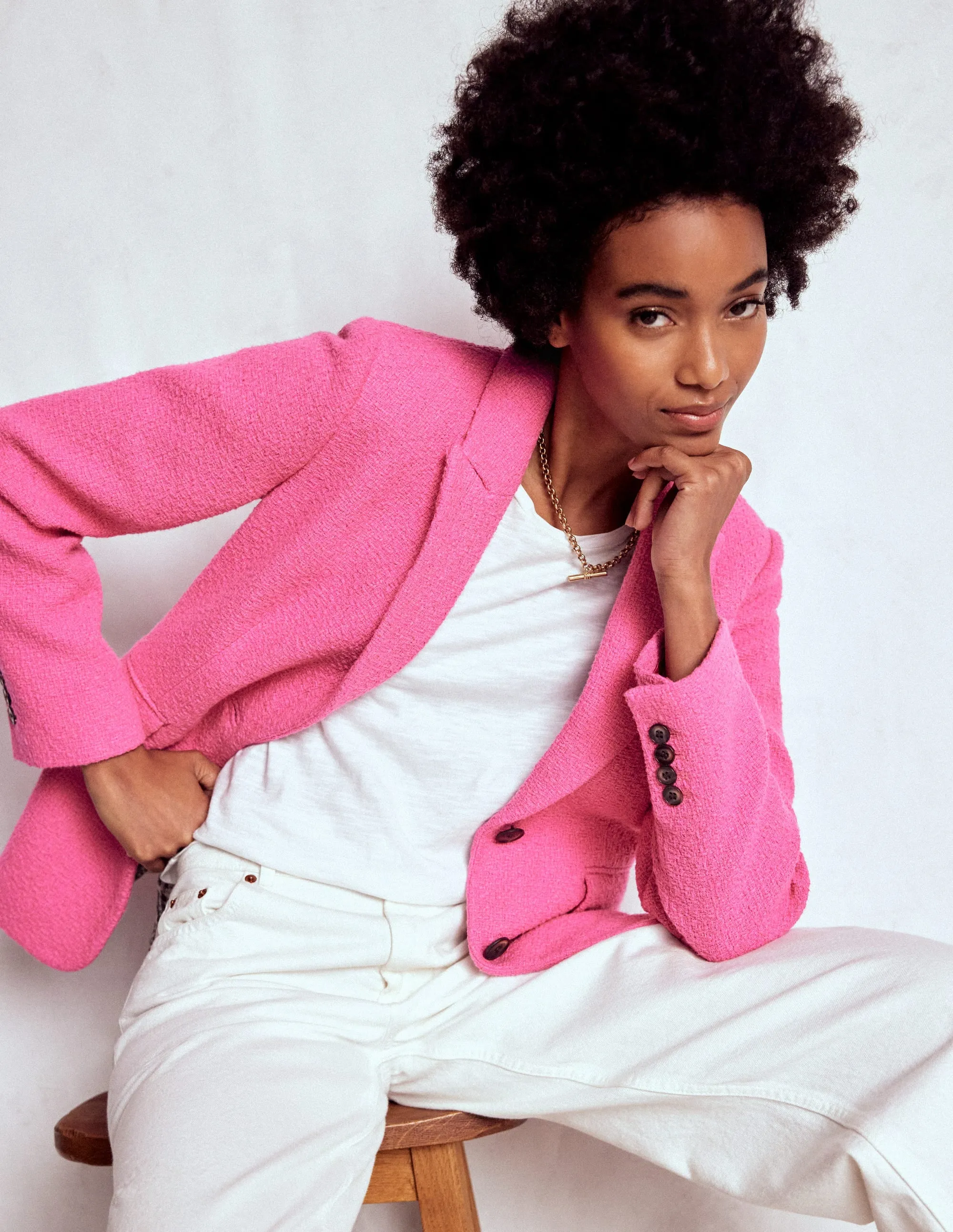 Stamford Texture Blazer-Pink Peony Daily Commute Luxury Appeal