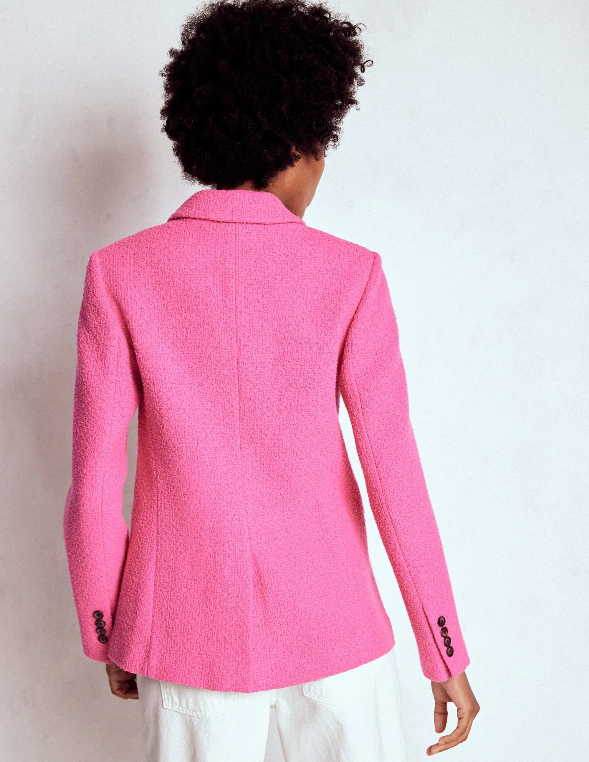 Breathable mesh lining Windproof Construction Stamford Texture Blazer-Pink Peony