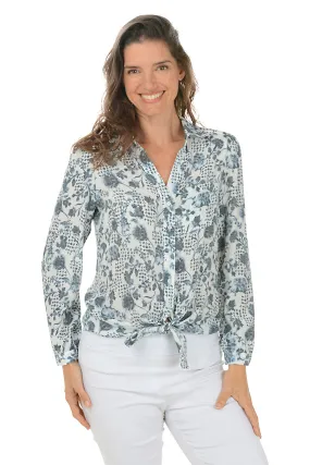 Stamped Floral Long Sleeve Shirt YarnDyeStripe