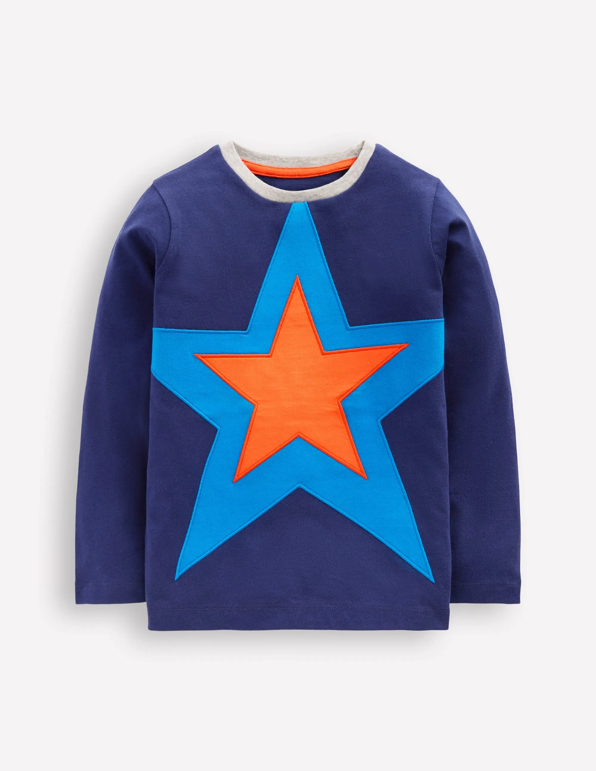 Star Appliqu T-shirt-College Navy Star SlubTexture