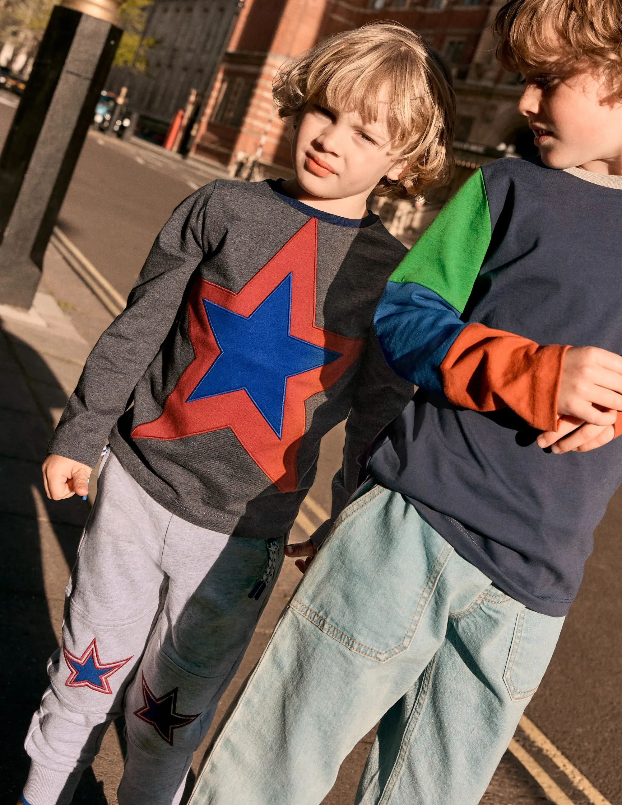 Star Appliqu T-shirt-GREY MARL STAR Bonded Seam Technology