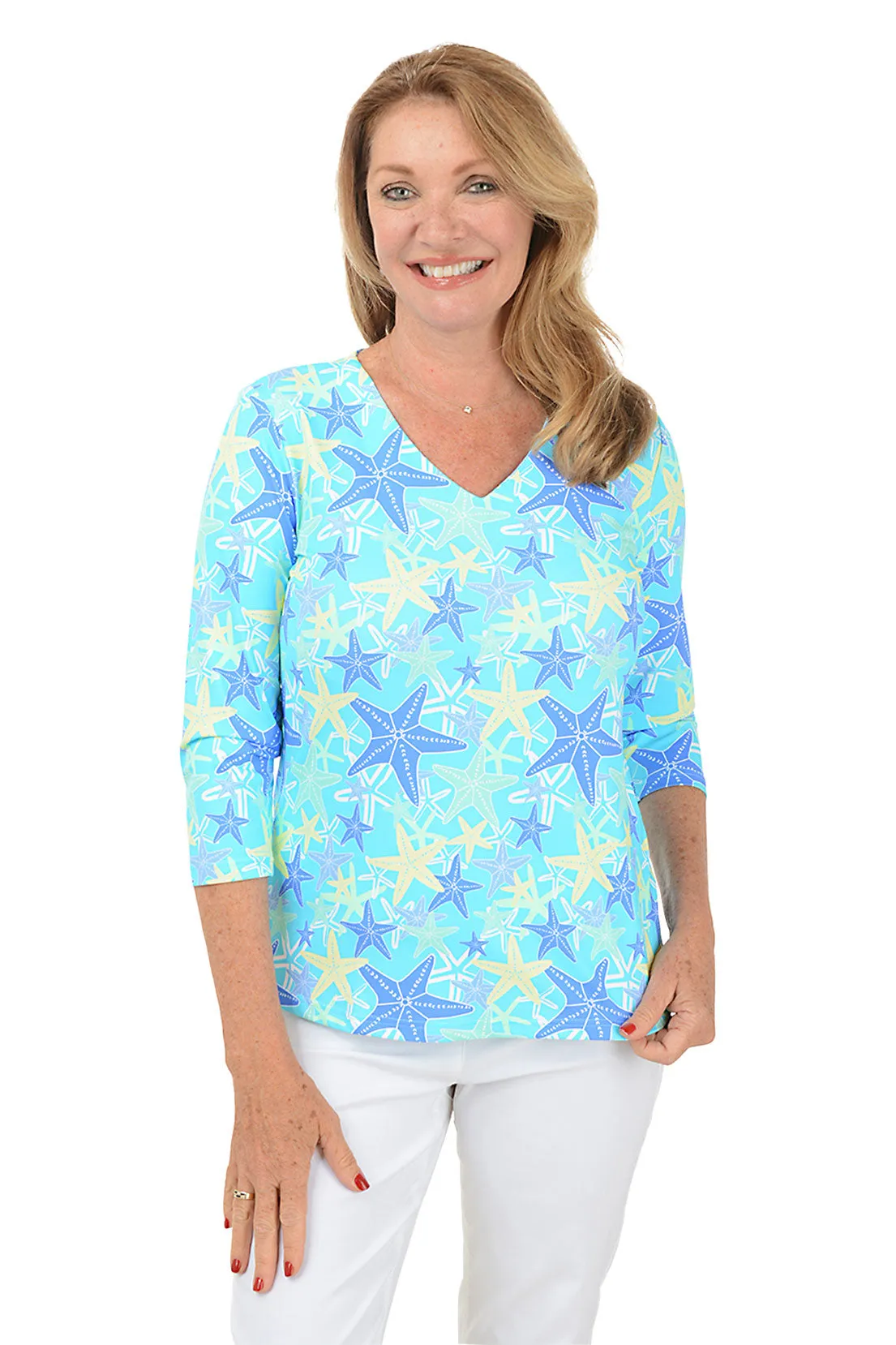 Starfish Explosion Classic UPF50  V-Neck Top Comfortable Cotton