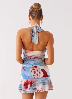 Starlit Night Mini Dress - Deep Sea Bloom