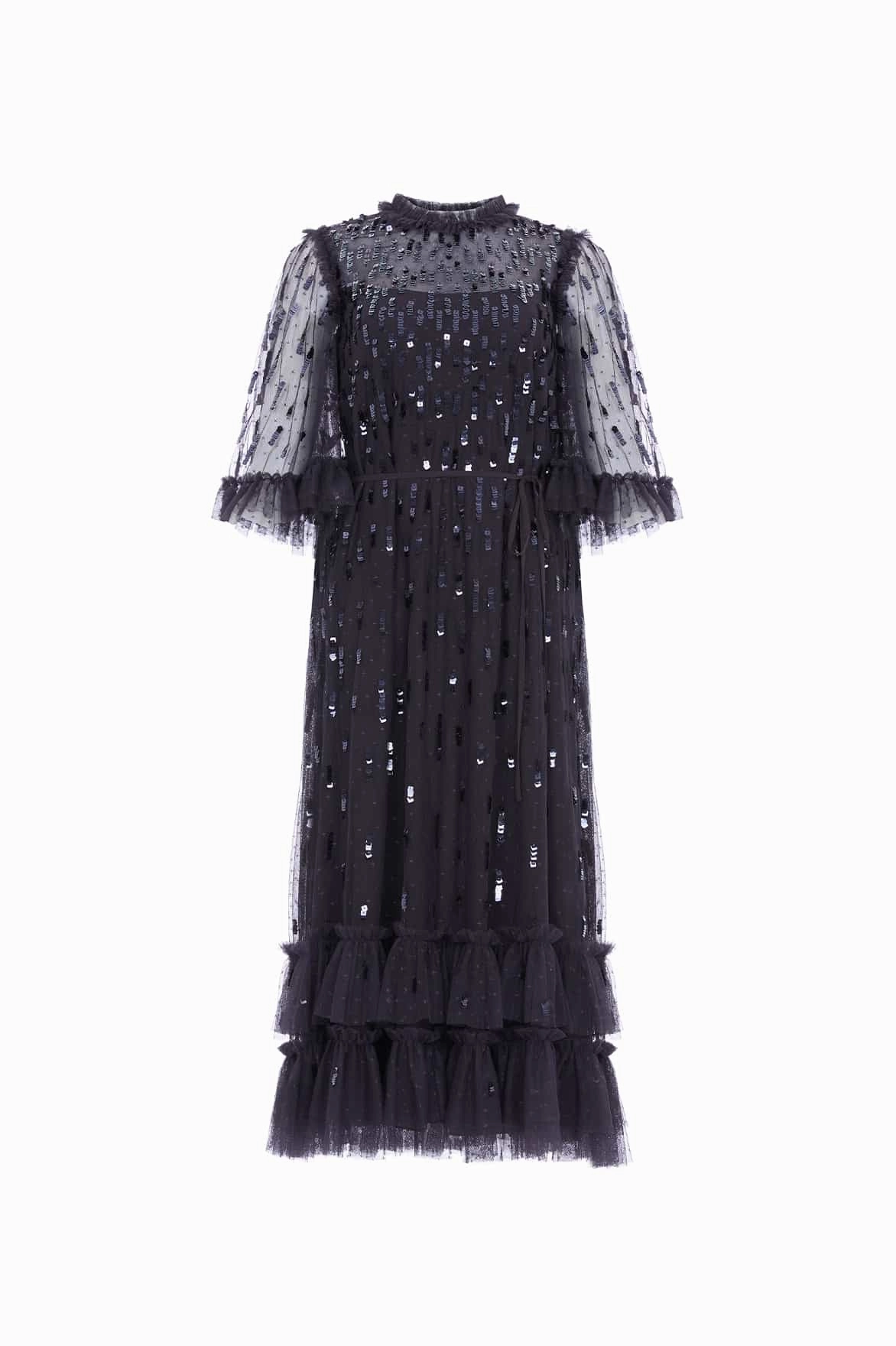 Scandi Light Floral Pattern Sequin Dash Ballerina Dress