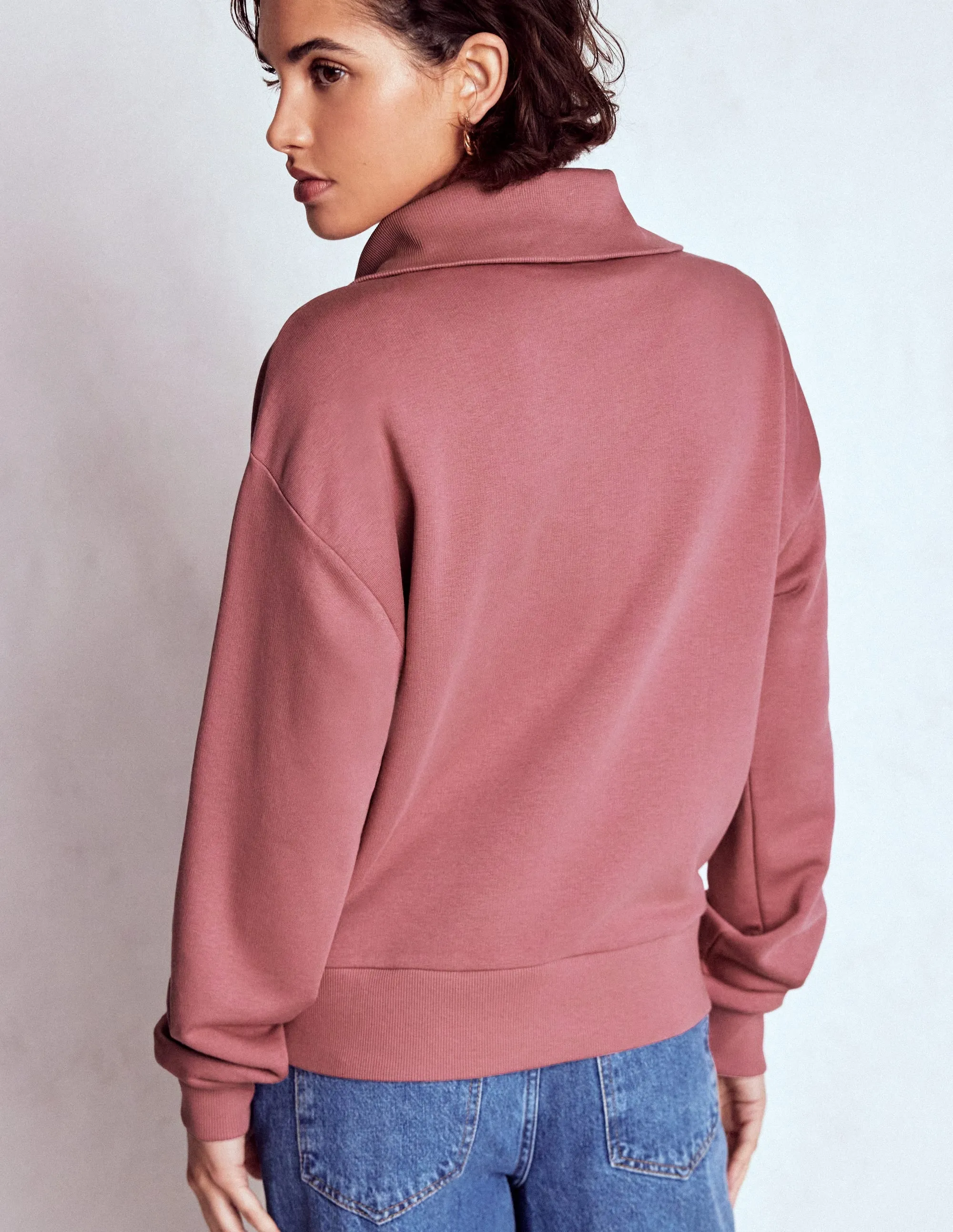 Panelled Half-zip Sweatshirt-Blushing Rose Eco Friendly Dye Process HypoallergenicFabric