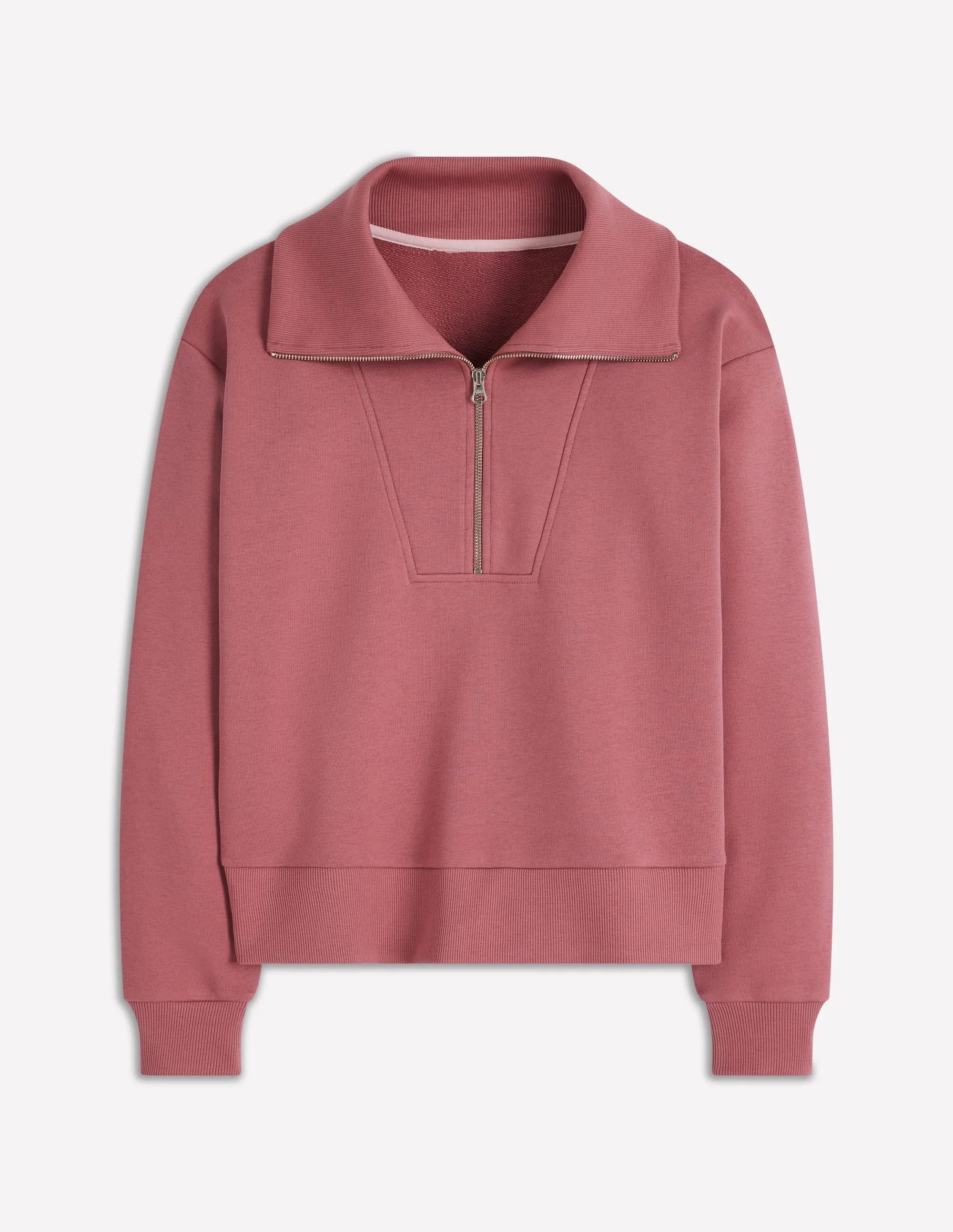 Panelled Half-zip Sweatshirt-Blushing Rose Recycled Material Blend