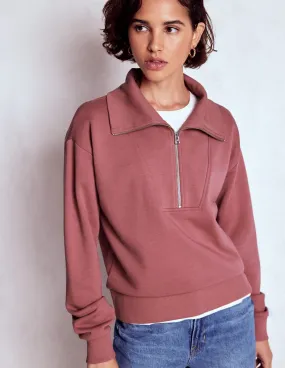 QuickDry Texture Panelled Half-zip Sweatshirt-Blushing Rose