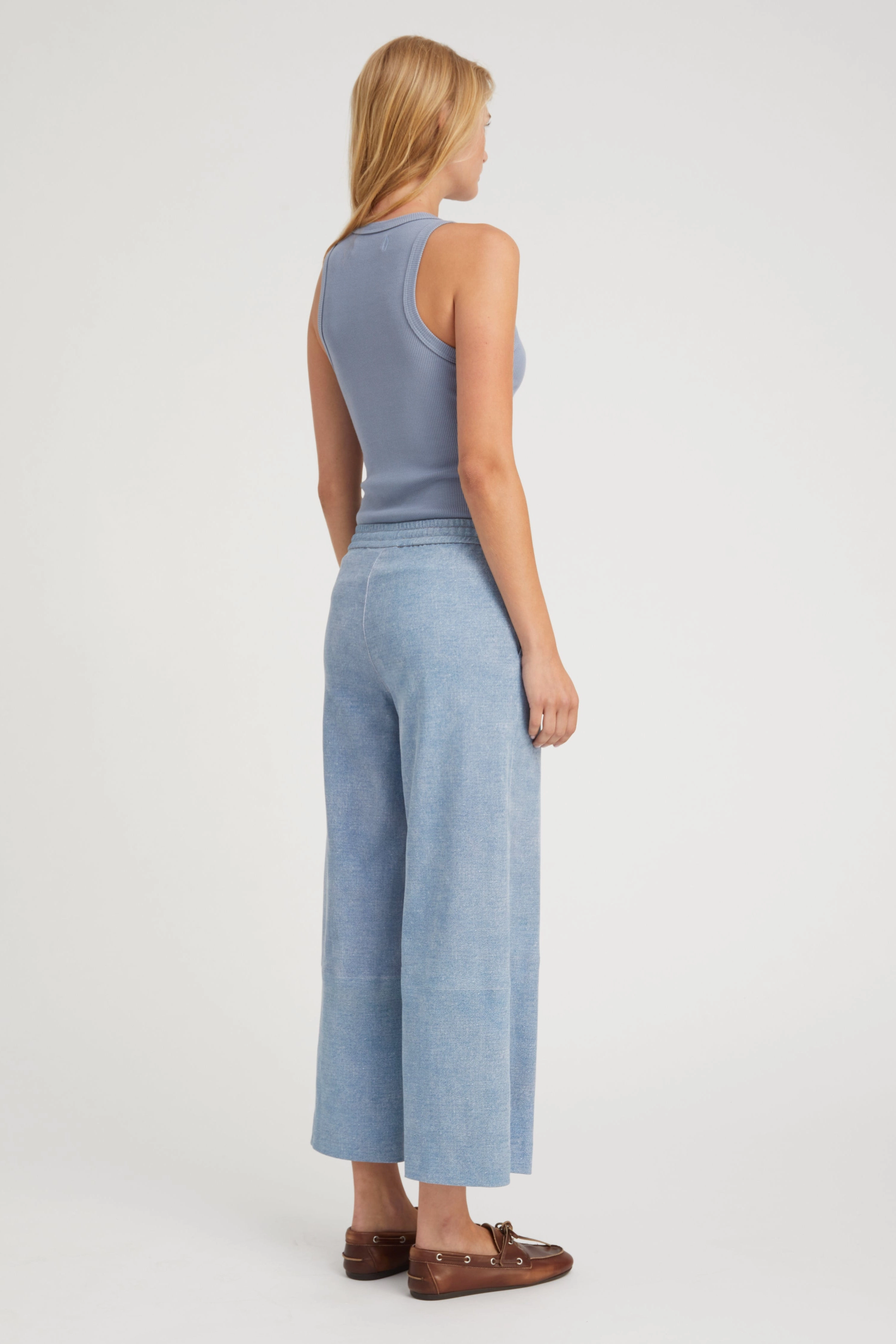 Steel Blue Rib Racer Tank Reinforced Shoulders