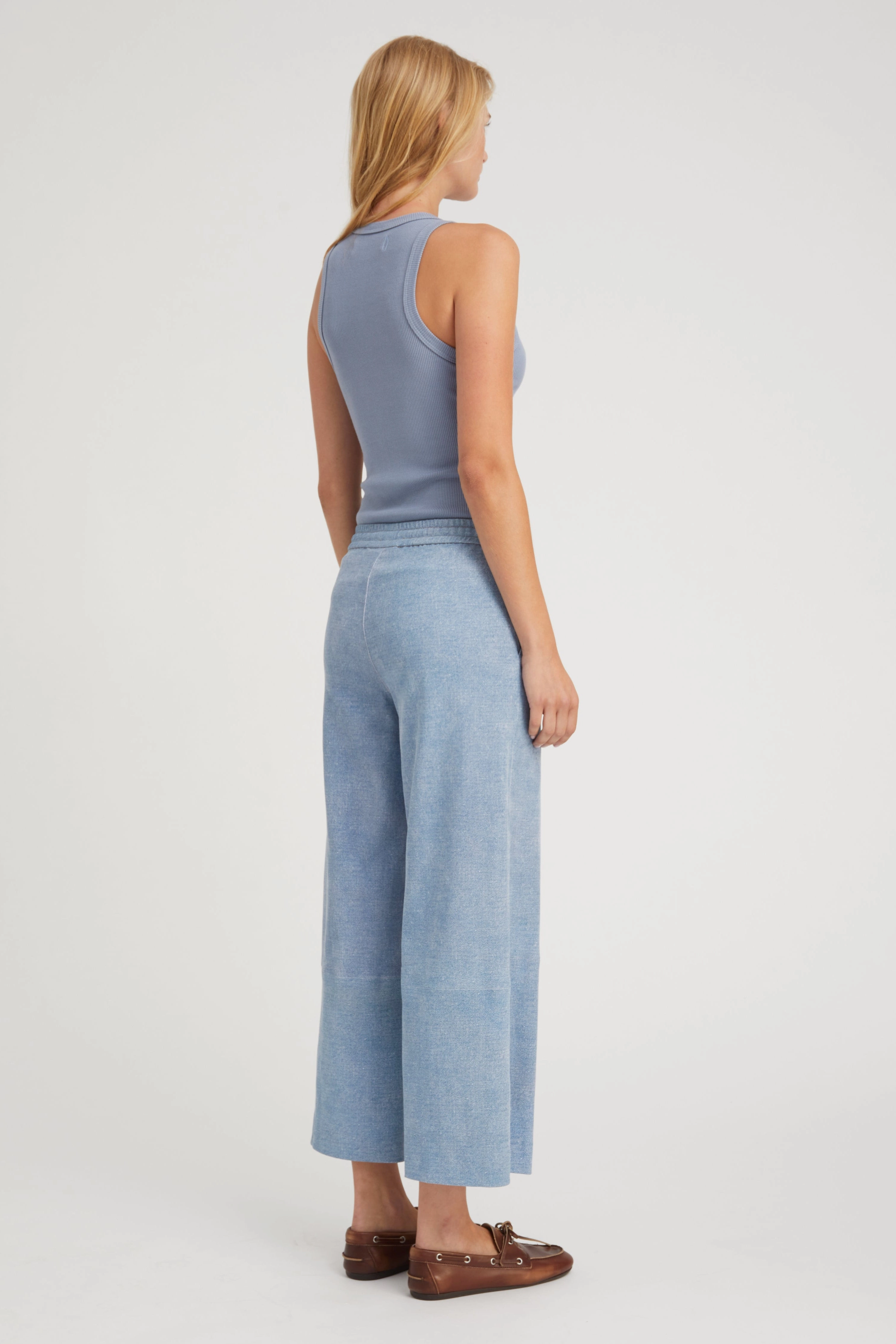 Steel Blue Rib Racer Tank Temperature Regulating Fibers Water resistant coating