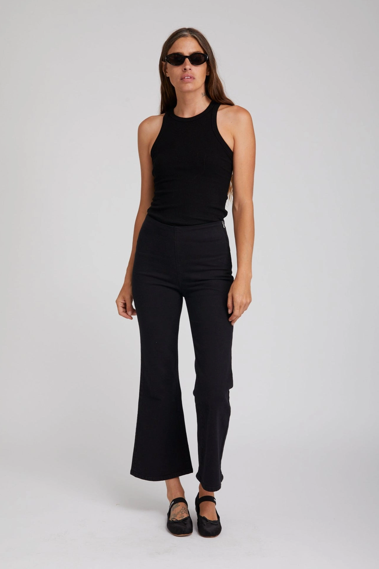 Stevie Crop Flare Denim Leggings Reinforced Stress Points EcoFriendly Dye