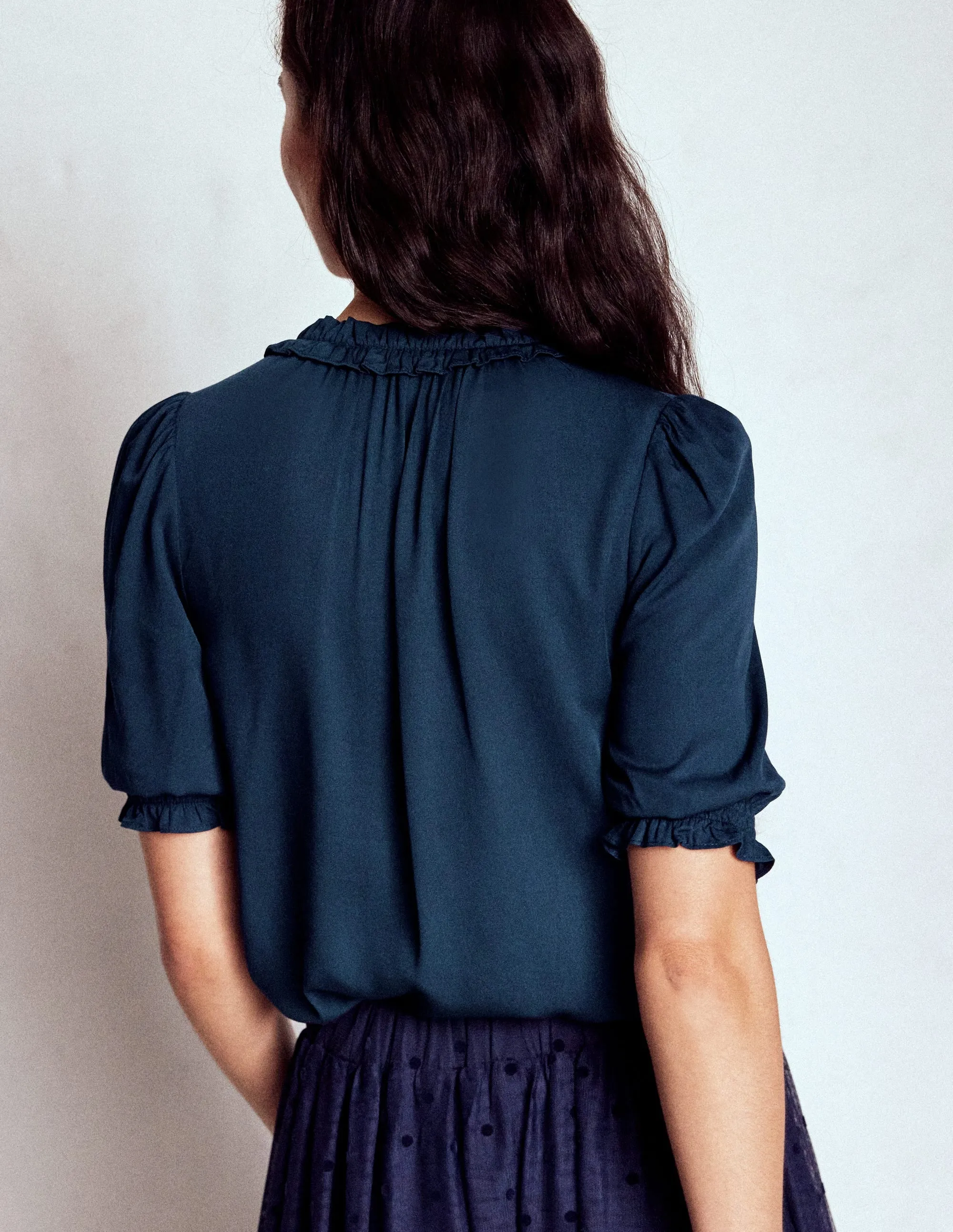 Vintage Shirt Ria Short Sleeve Top-Navy