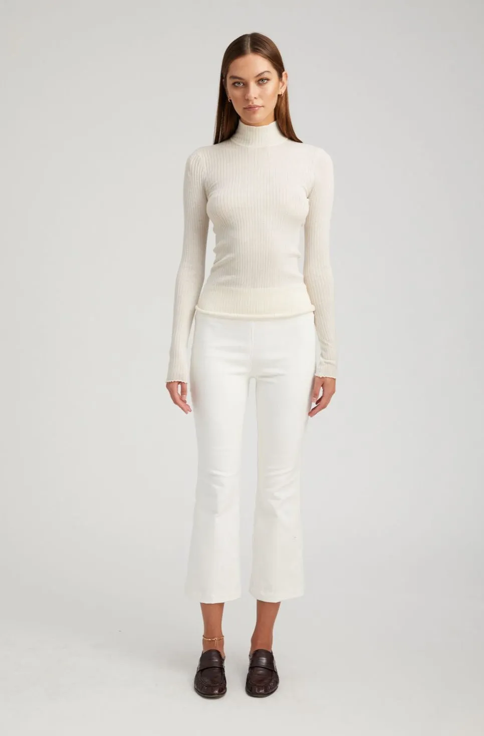 Day Hike White Corduroy Crop Flare Pants