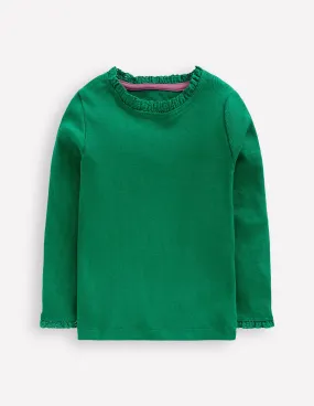 Soft Finish Urban Casual Look Ribbed Long Sleeve T-shirt-Shady Green