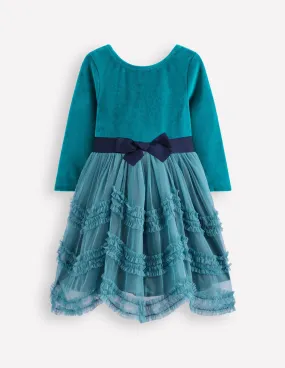 Velour Tulle Ballet Dress-Deep Sea Green Lounge Mode