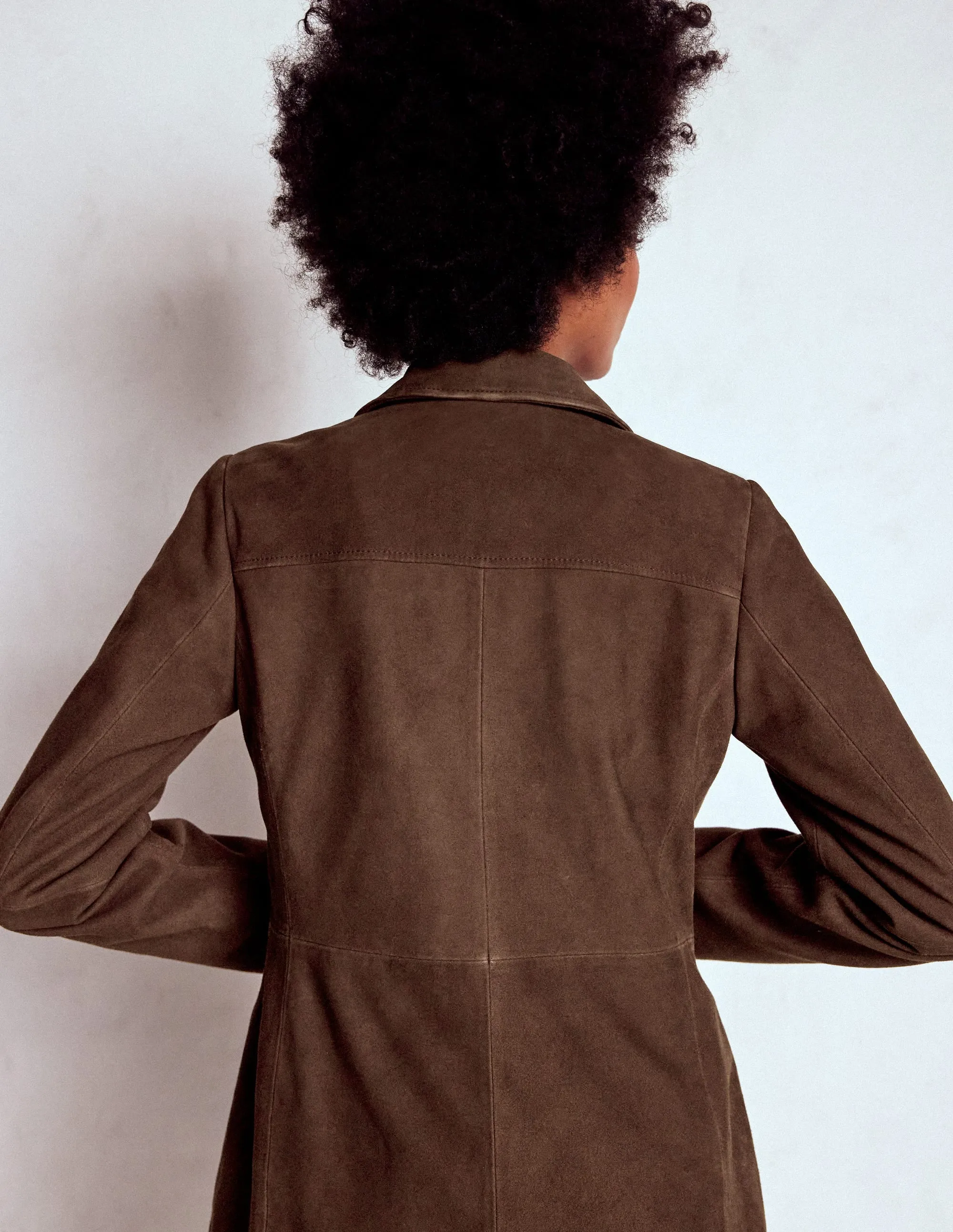 Suede Jacket-Chocolate Suede Water Resistant Design Reinforced Shoulder Panels