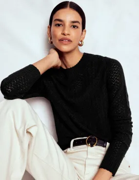 Effortless Style Sustainable Fibers Diane Pointelle Jumper-Black
