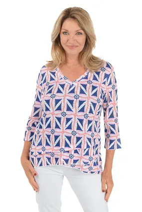 Maritime Motif Criss Cross Tunic Adjustable Hem