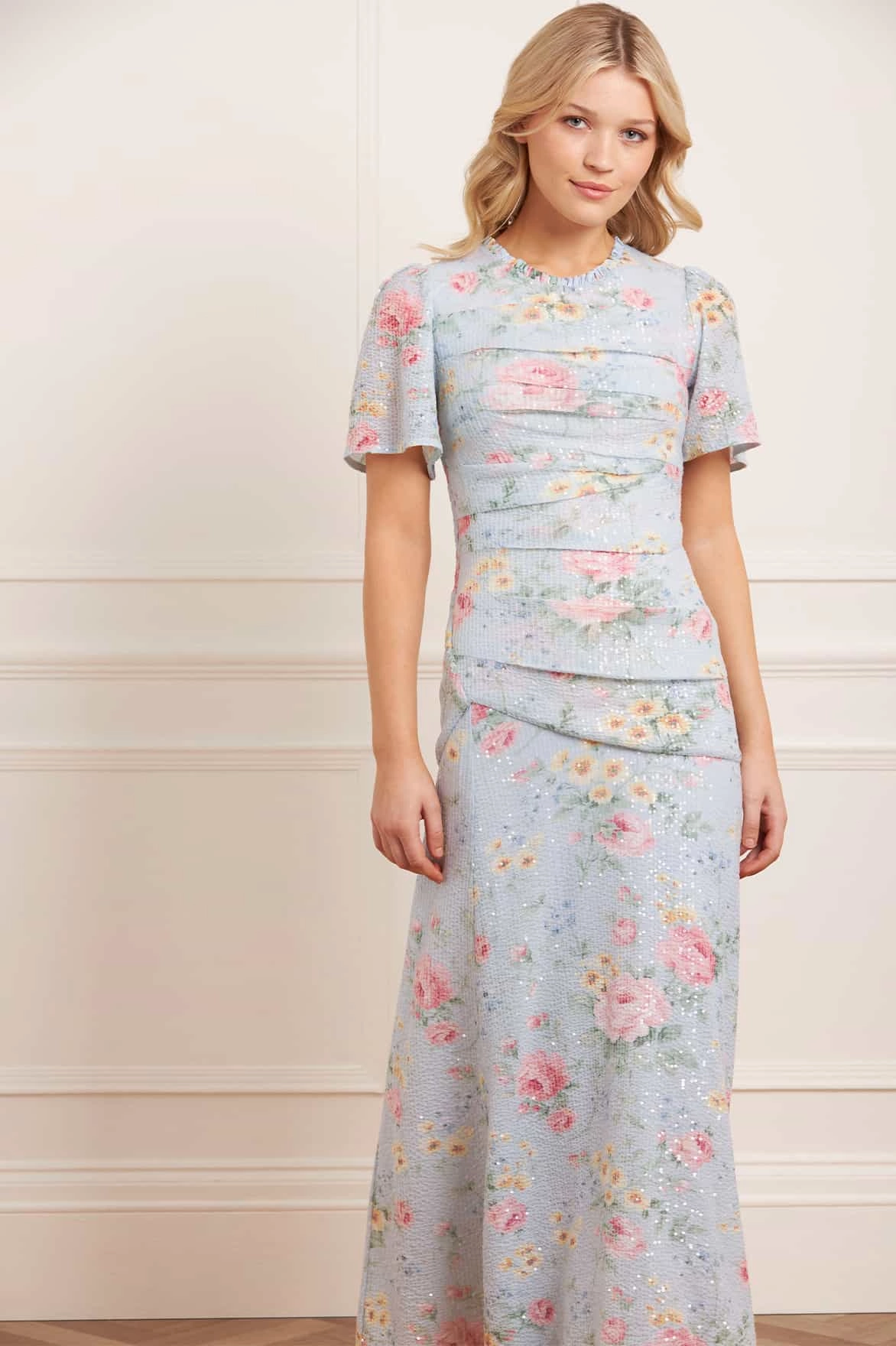 Pompadour Garden Sequin Gown Silk Flow Winter Layer