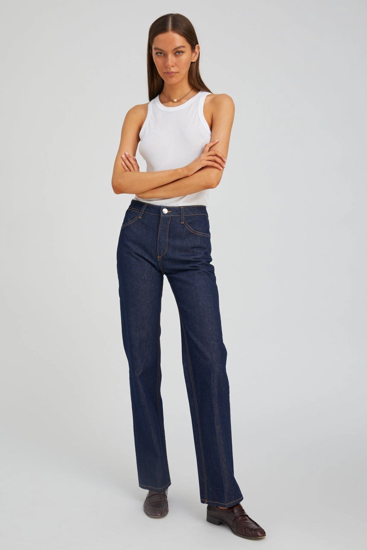 Minimal Waistband Jane Loose Straight Denim