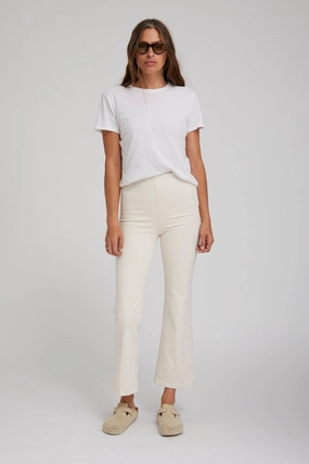 Earhart Crop Flare Denim Leggings Durable Color Retention Simple Pullover