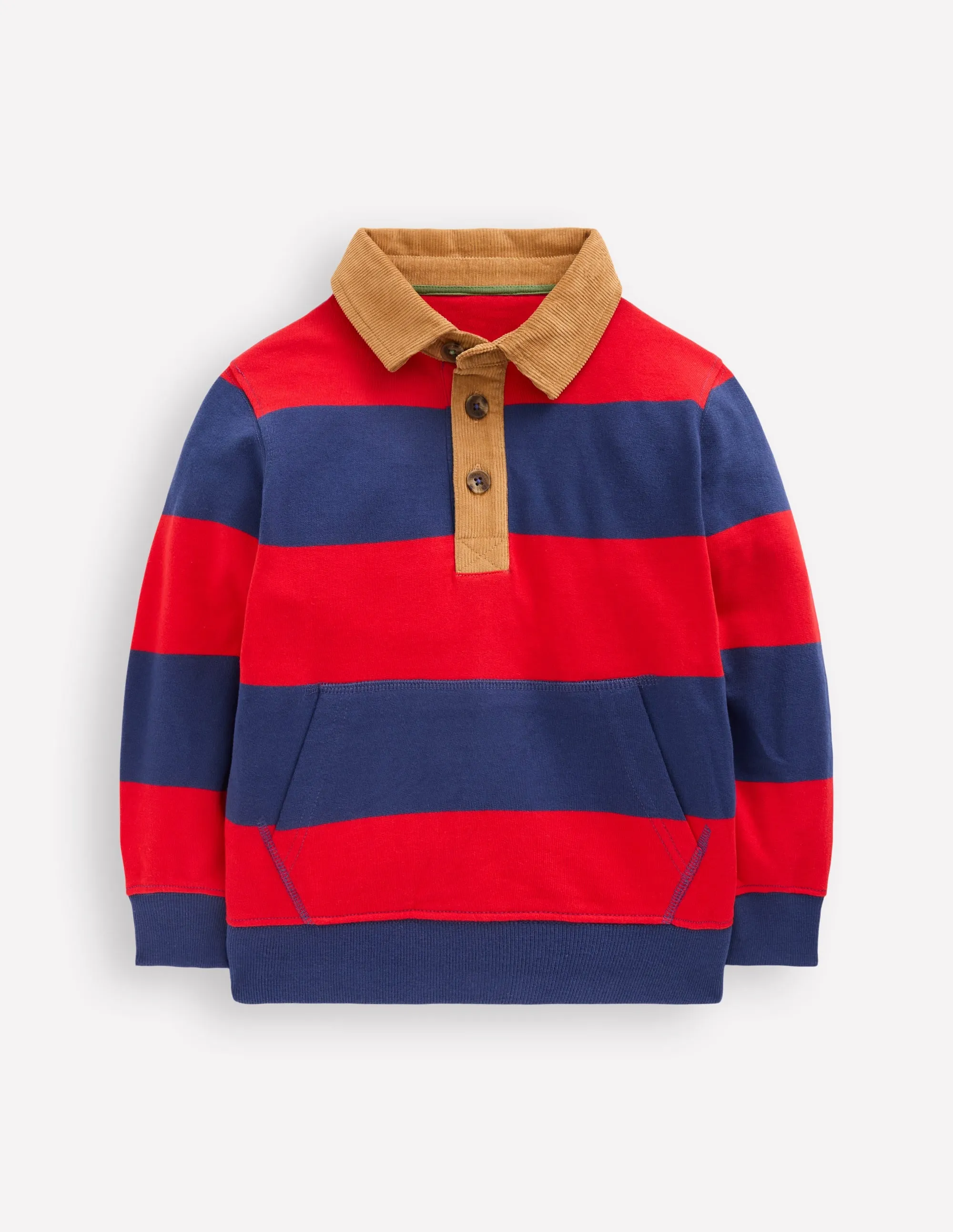 FadeResistant Treatment PreWashed Collared Sweatshirt-Poppy Red/ Starboard Blue