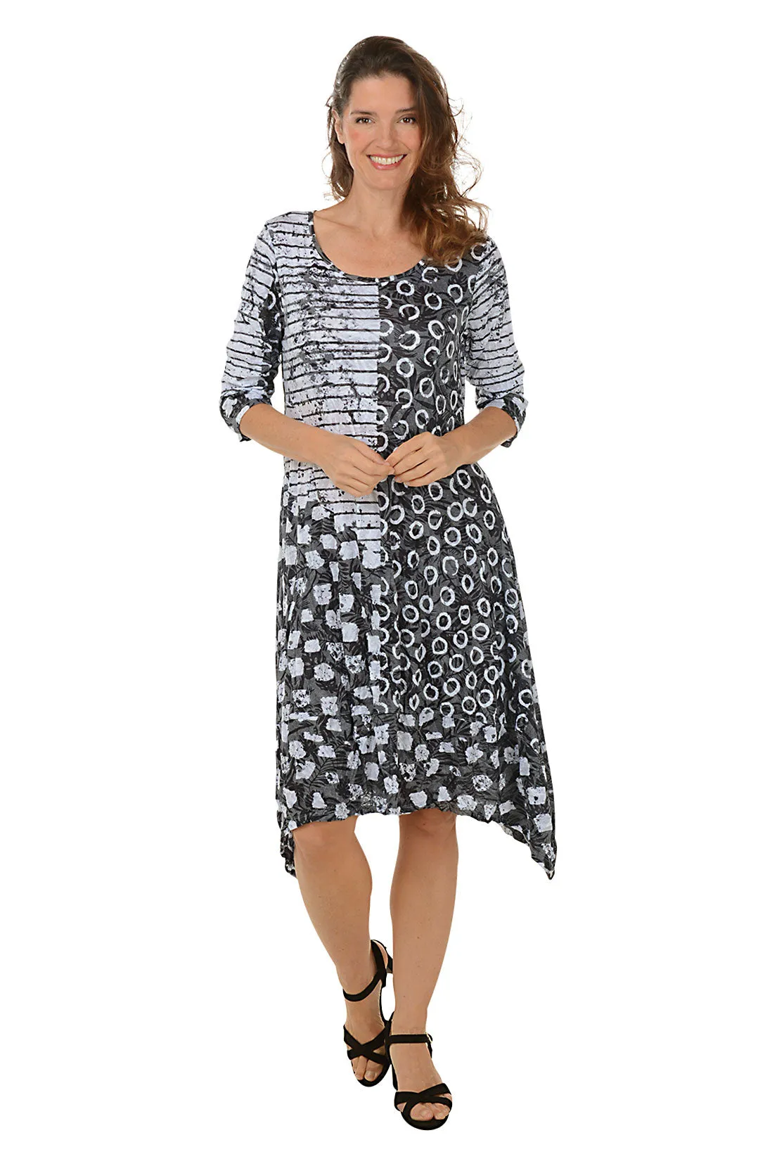 Striped Loops Shark Bite Crinkle Dress Refined Vibe Modern and Stylish