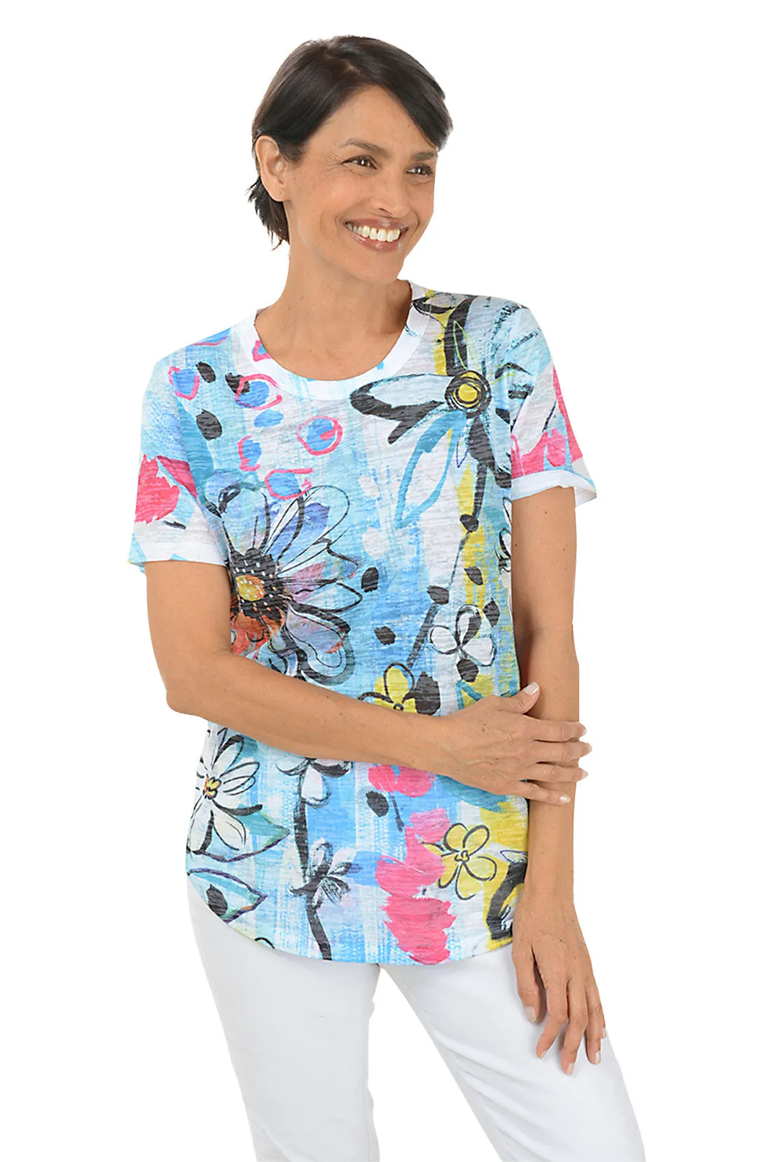 Recycled Polyester Fabric Laura Short Sleeve Burnout Tee