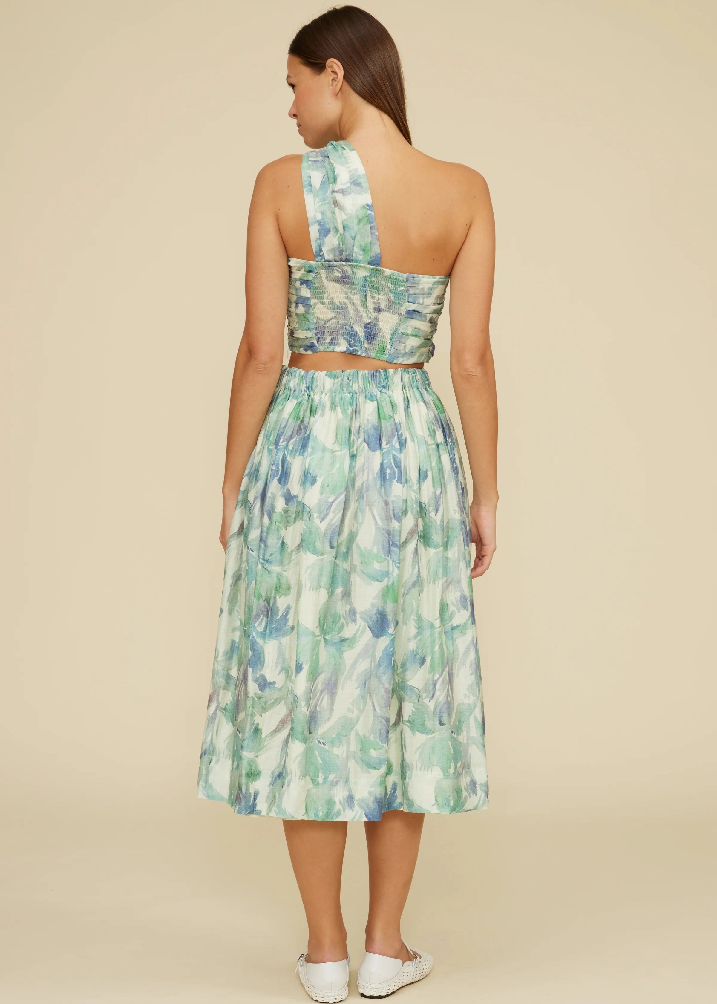 SOPHIA FLORAL MIDI SKIRT High Density Weave