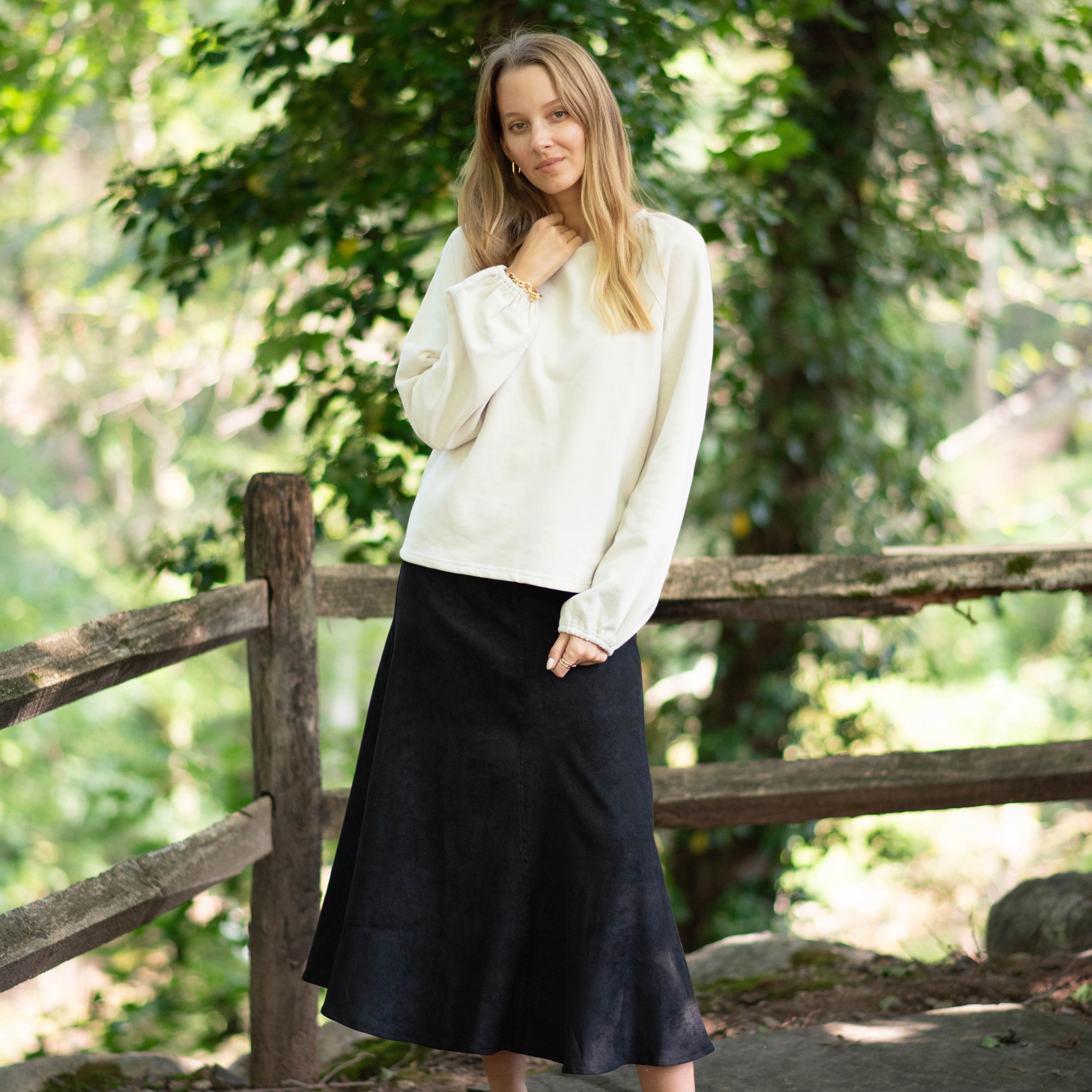 Suede Maxi Skirt | Black Edgy Look Comfy Style