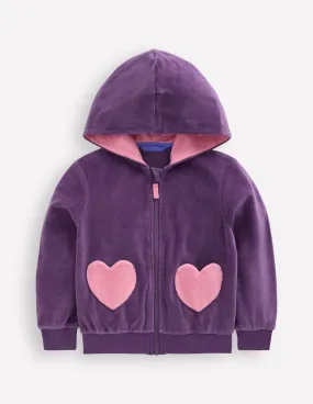 Velour Hoodie-Mystical Purple Breathable Mesh Panels Classic Outfit Style