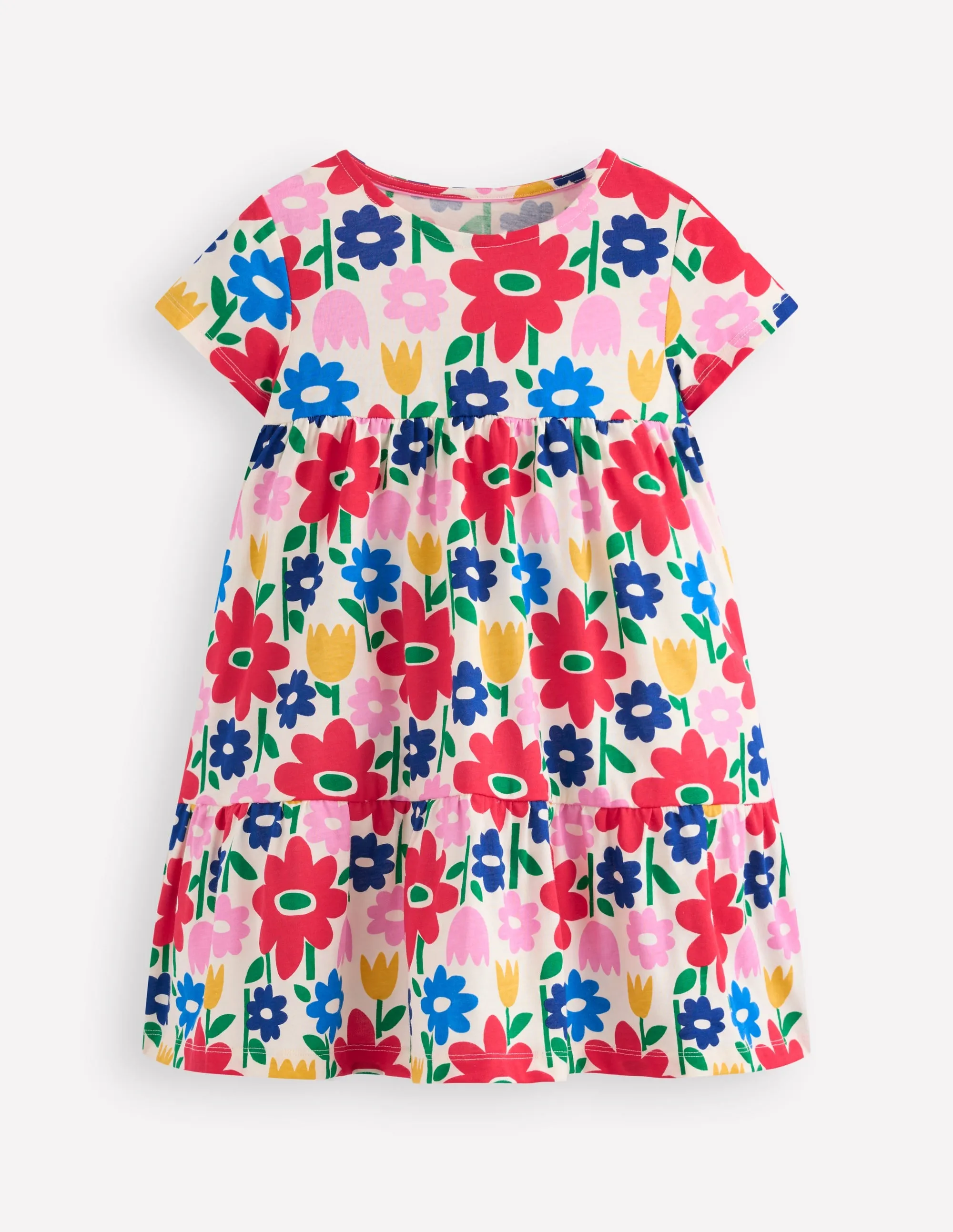 Timeless Comfort Wear FadeResistantColor Ariel Twirly Jersey Dress-Multi Pop Flower