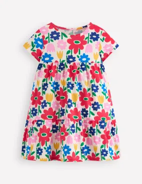 Timeless Comfort Wear FadeResistantColor Ariel Twirly Jersey Dress-Multi Pop Flower