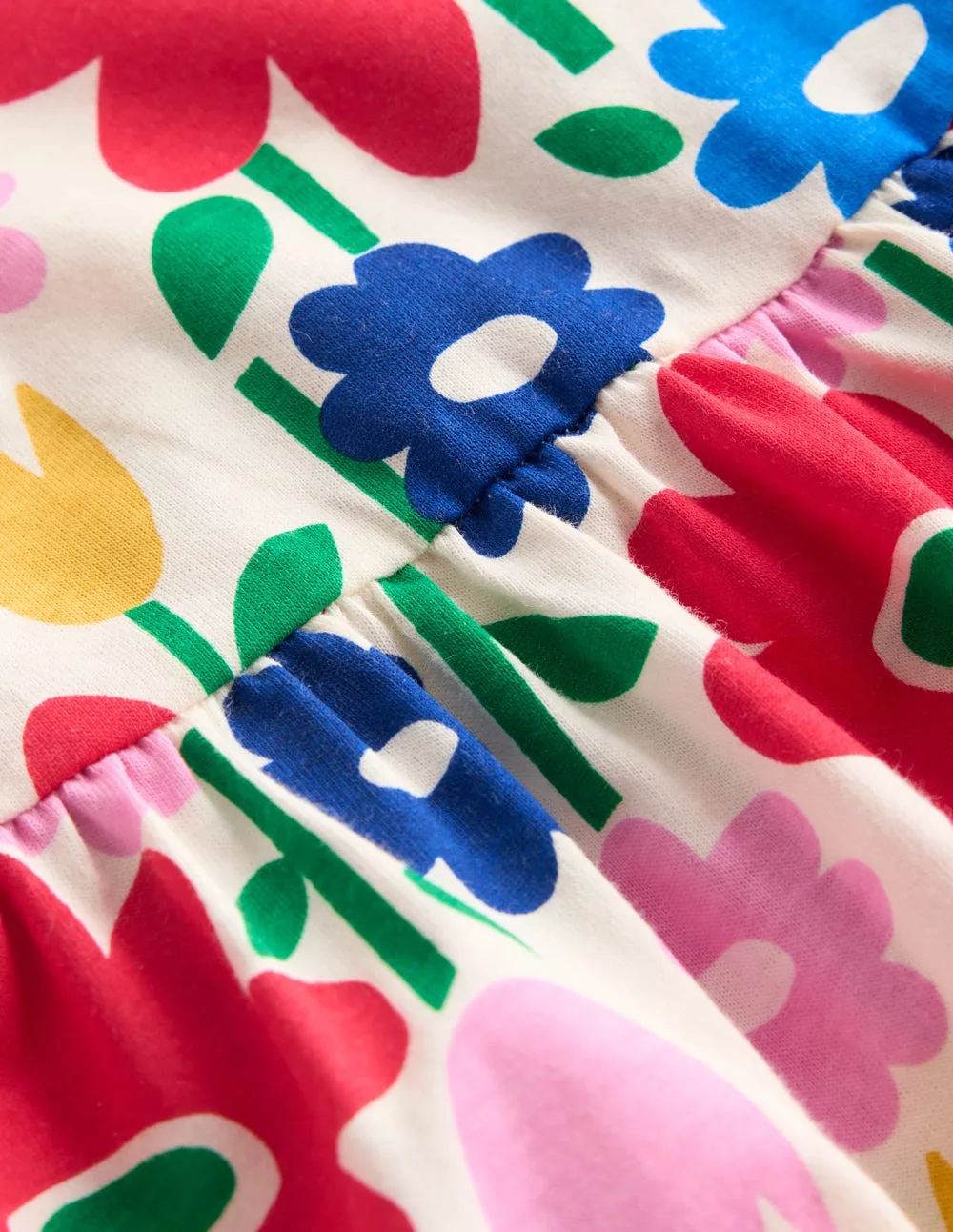 Ariel Twirly Jersey Dress-Multi Pop Flower Sporty Look Aura Glow