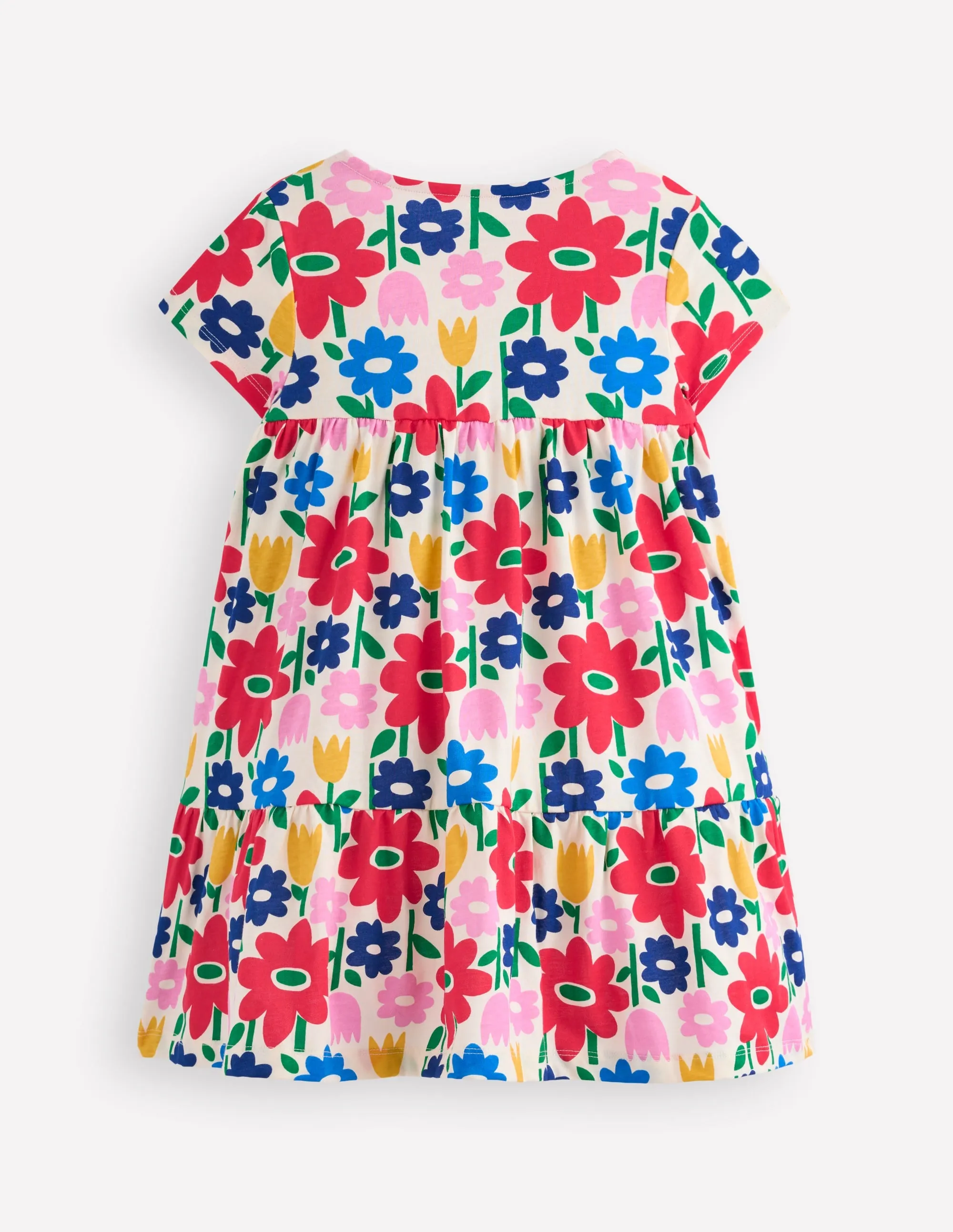 Ariel Twirly Jersey Dress-Multi Pop Flower Lace-Sleeve